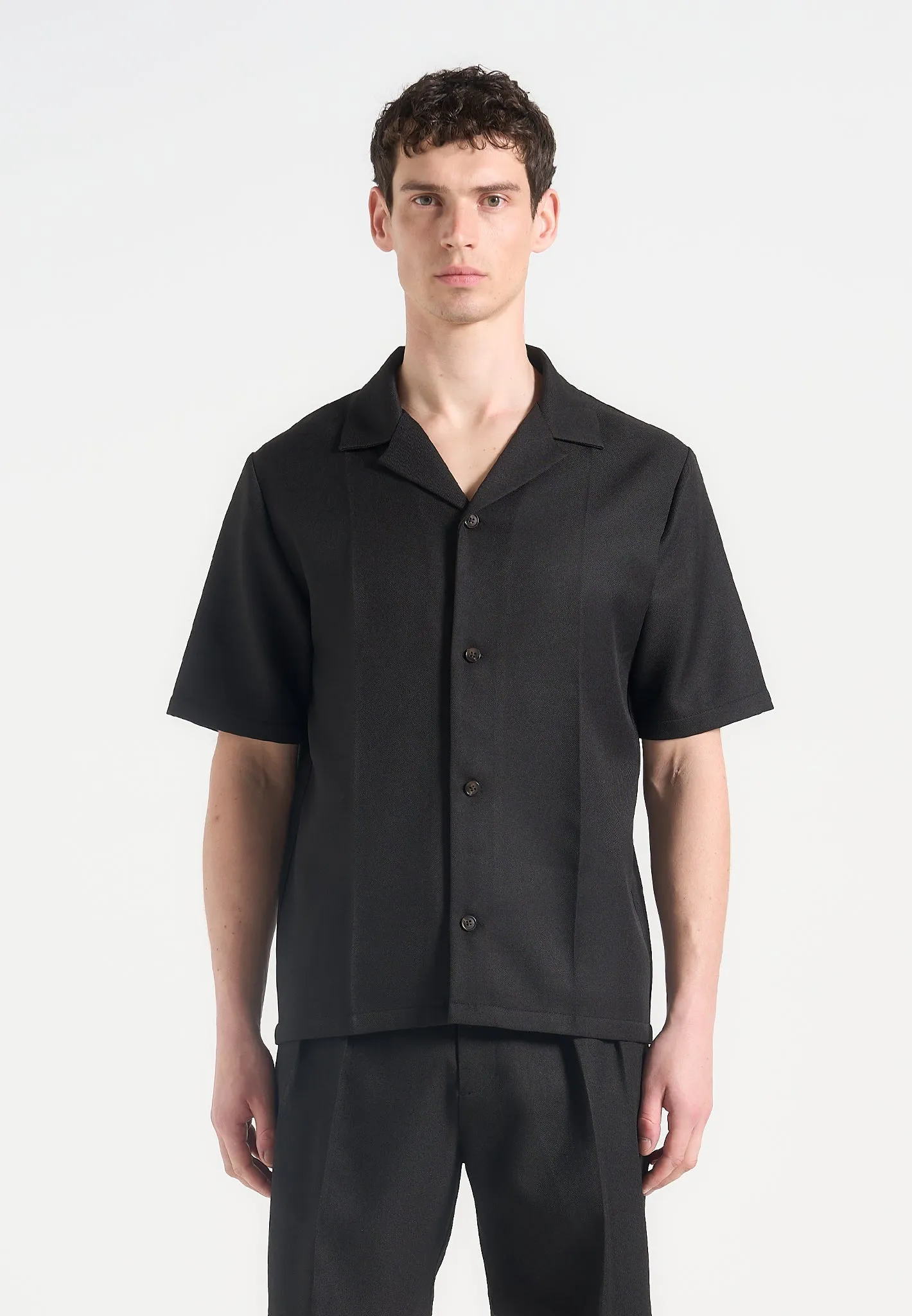 Tailored Placket Felix - Tailored Shirt With Crease - Black