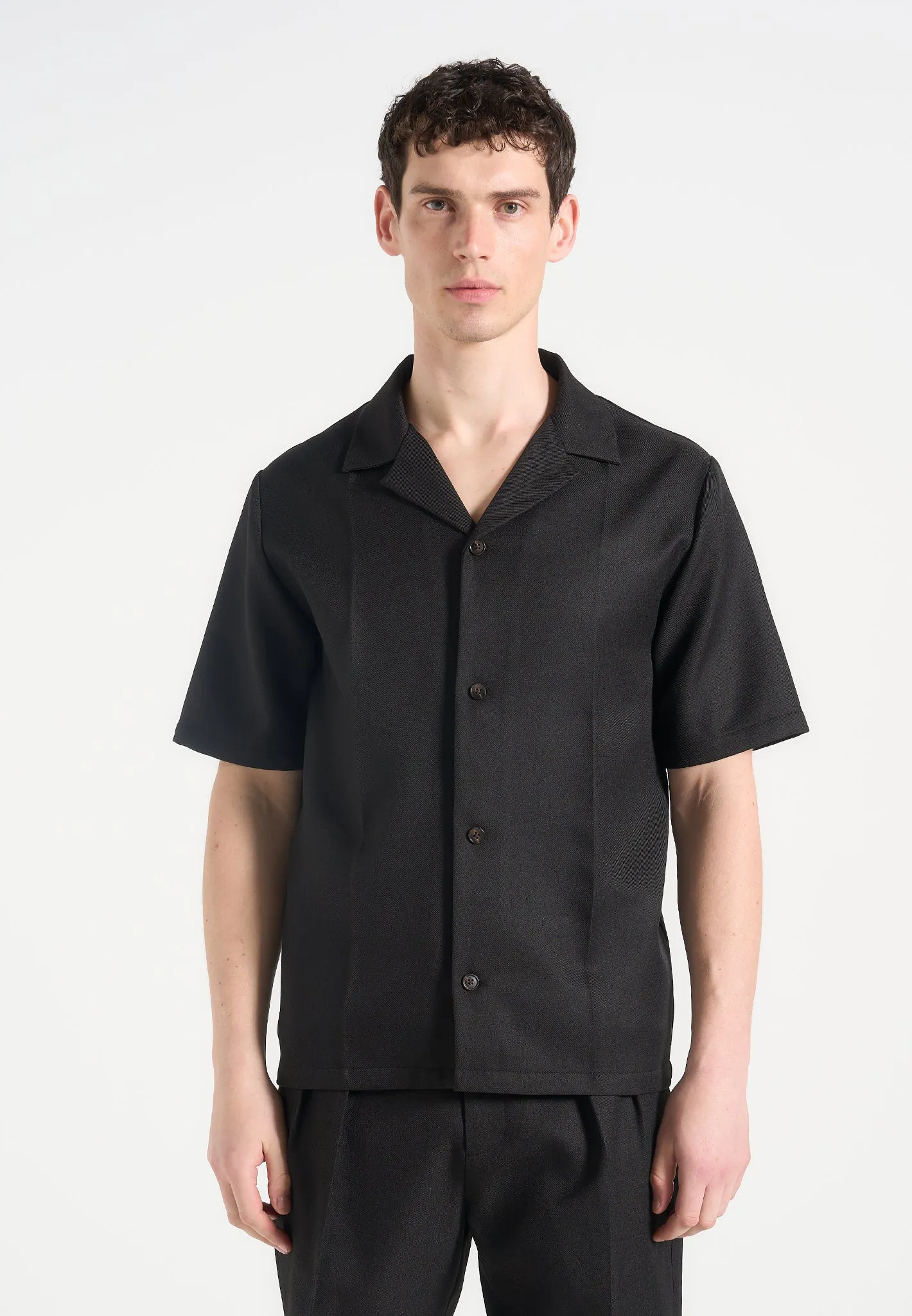 Soft Touch Texture FlexibleLayeredConstruction Felix - Tailored Shirt With Crease - Black