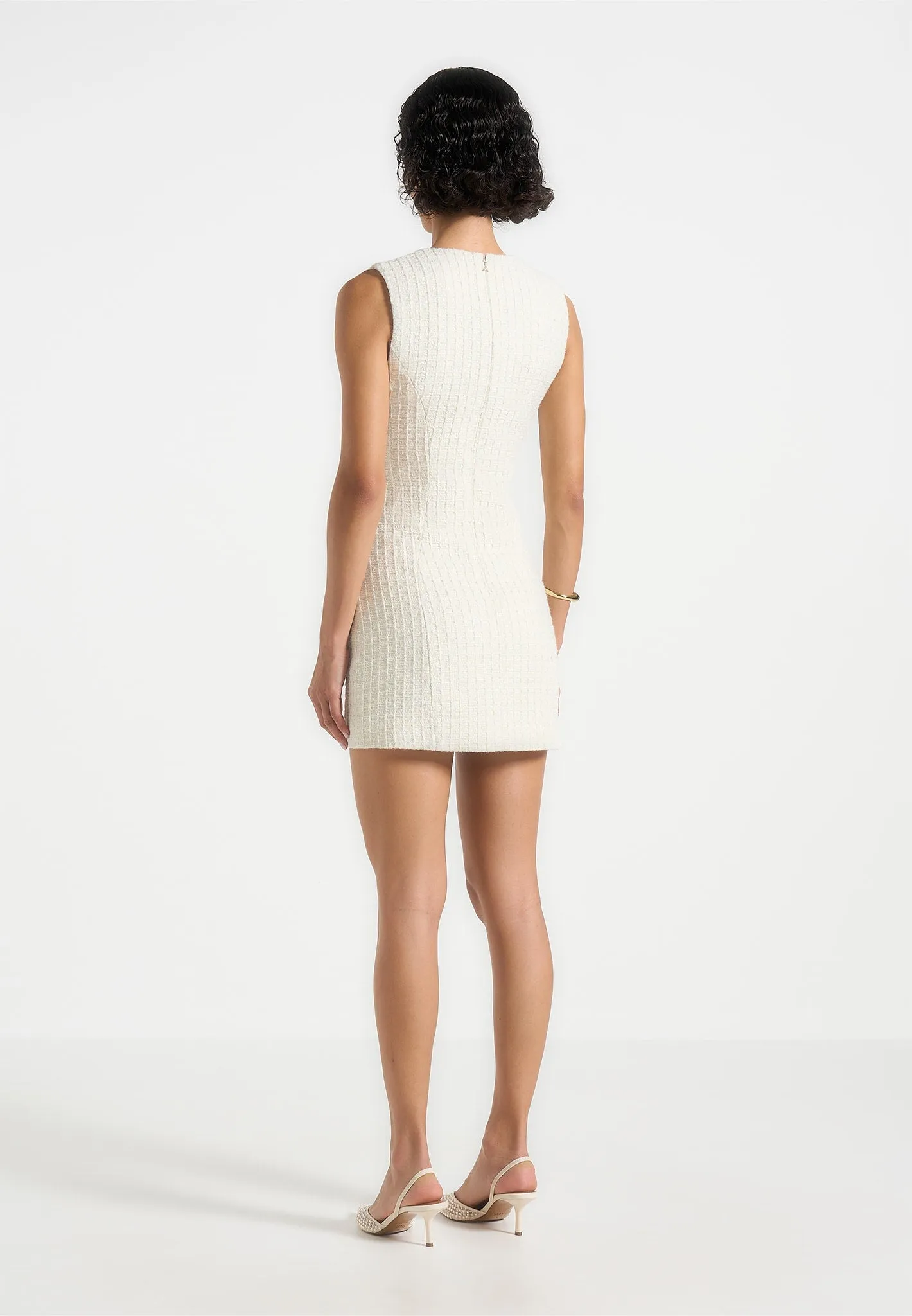 Nadine - Tweed Mini Dress - Cream MultiPurposePockets