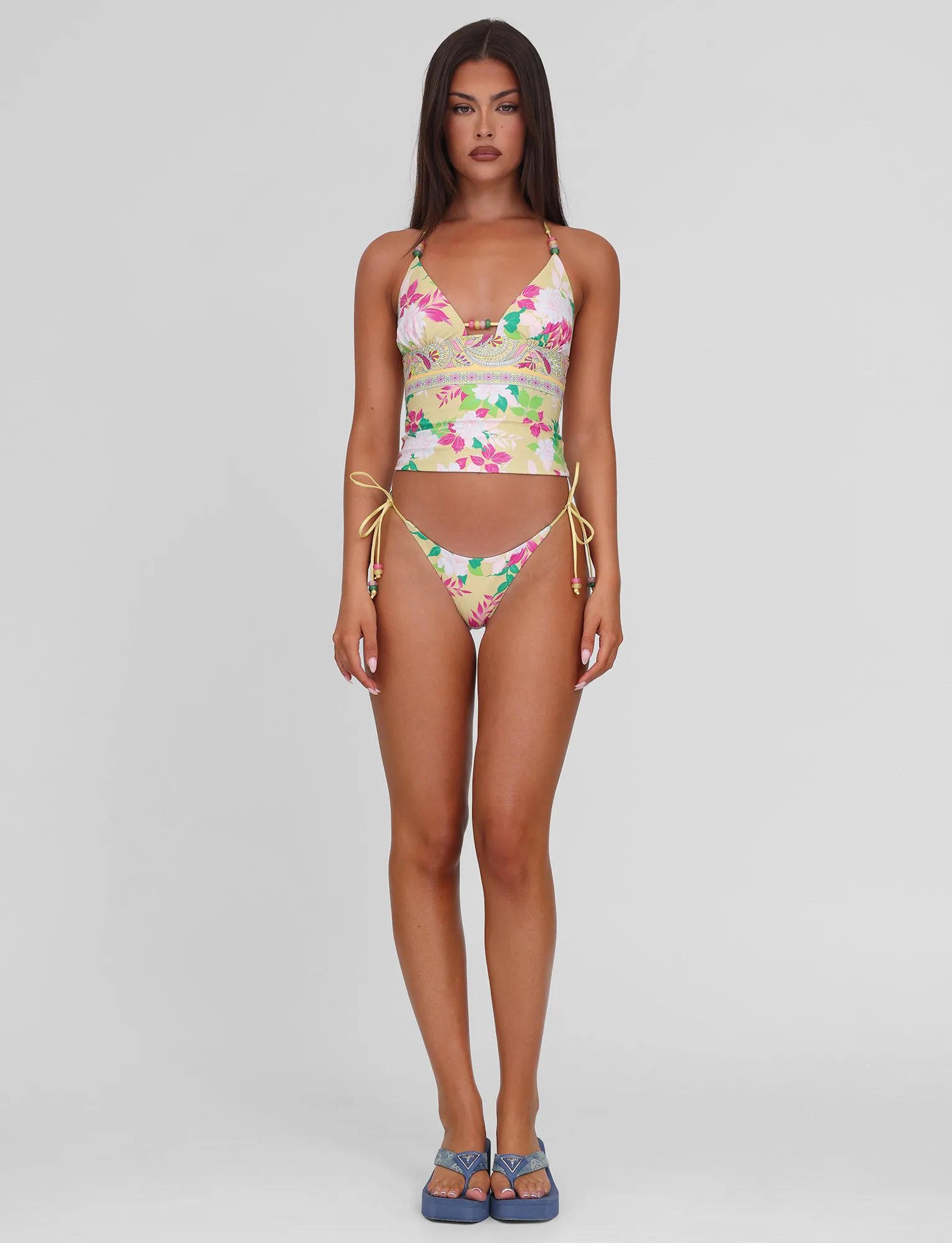 FINLEA TANKINI TOP - PAISLEY BORDER Adjustable Bottom