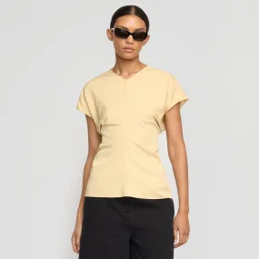 Flexible Waistband Adaptation VentilatedMesh Fionola Relaxed-Waist Blouse