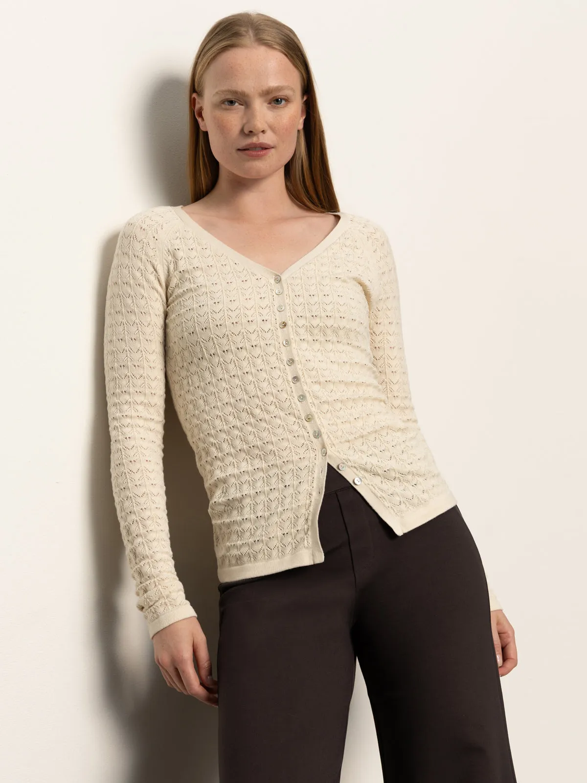 Women Modern Style Fitted Raglan Cardi Light Oat