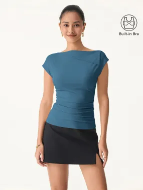 Flap Collar Side Ruched New Airy Brami VentedBack