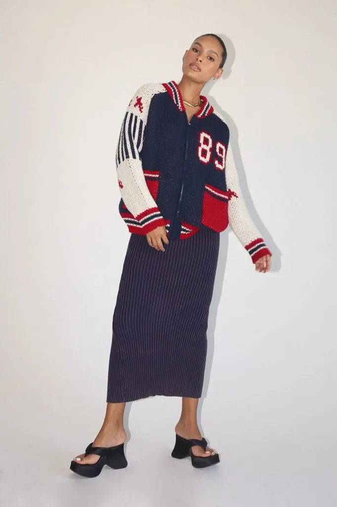 FrenchTerryTexture Kelsie Knit Midi Skirt