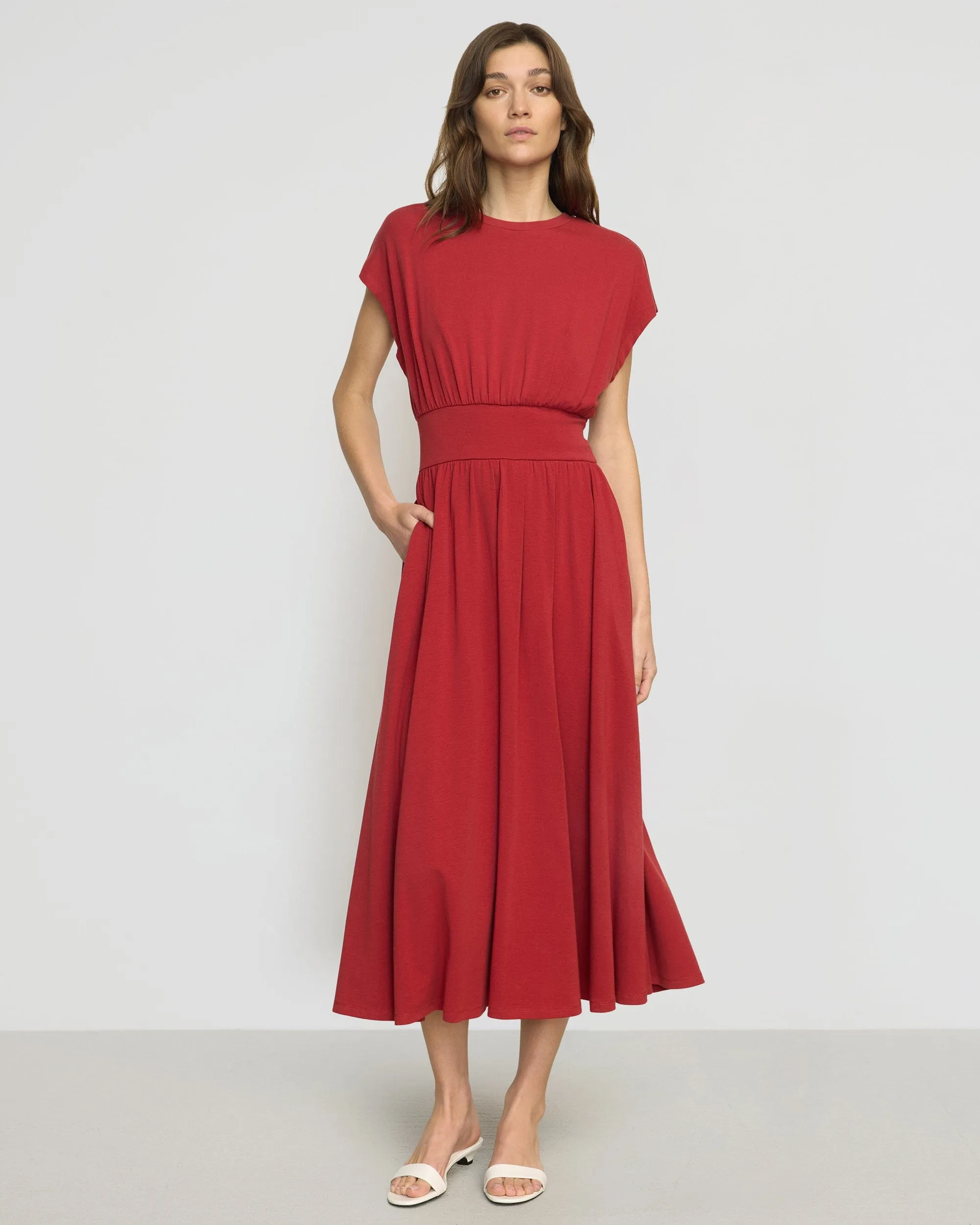 Prima Jersey Midi Dress Collar Accent