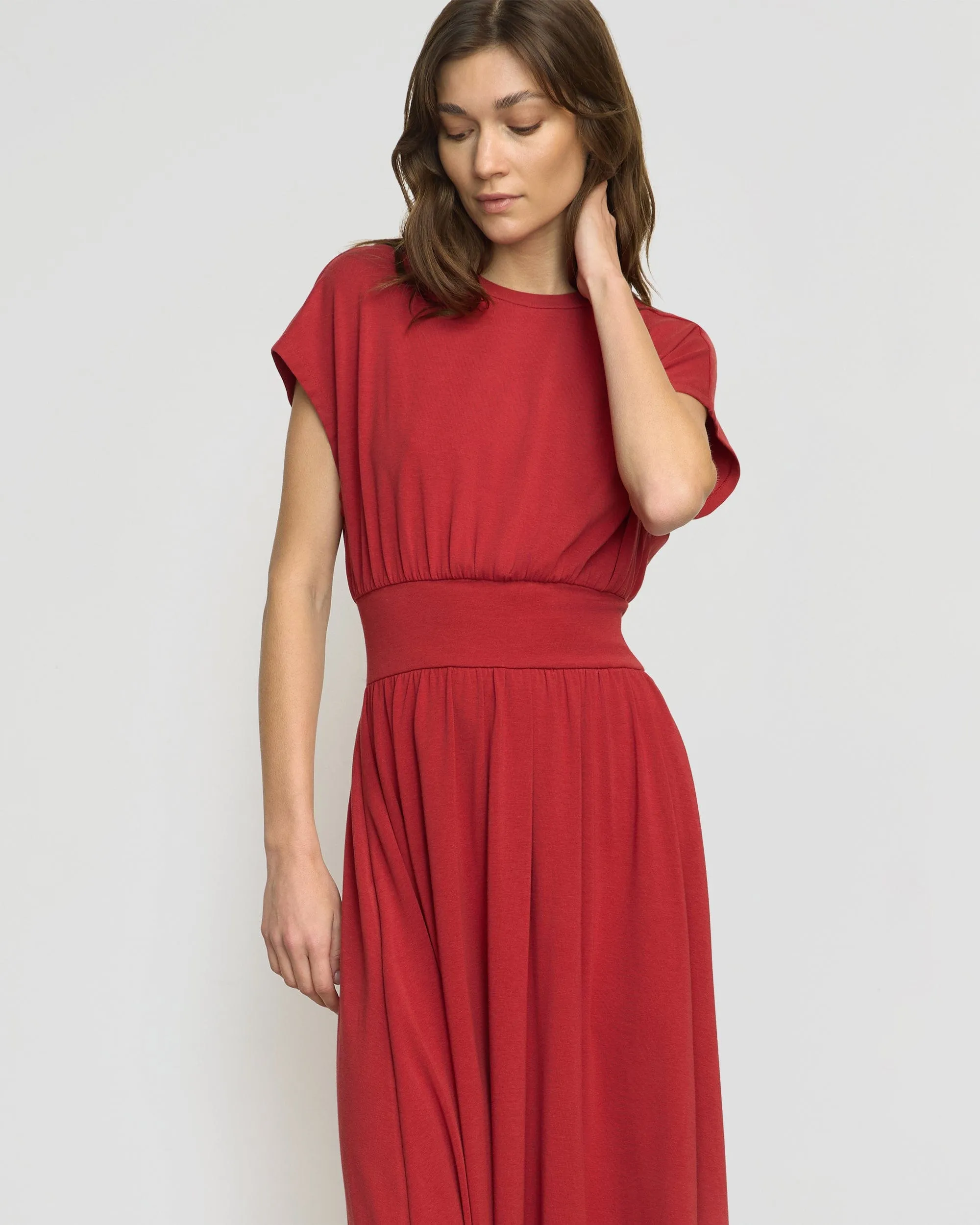 Prima Jersey Midi Dress Asymmetrical hem ReversibleStyle