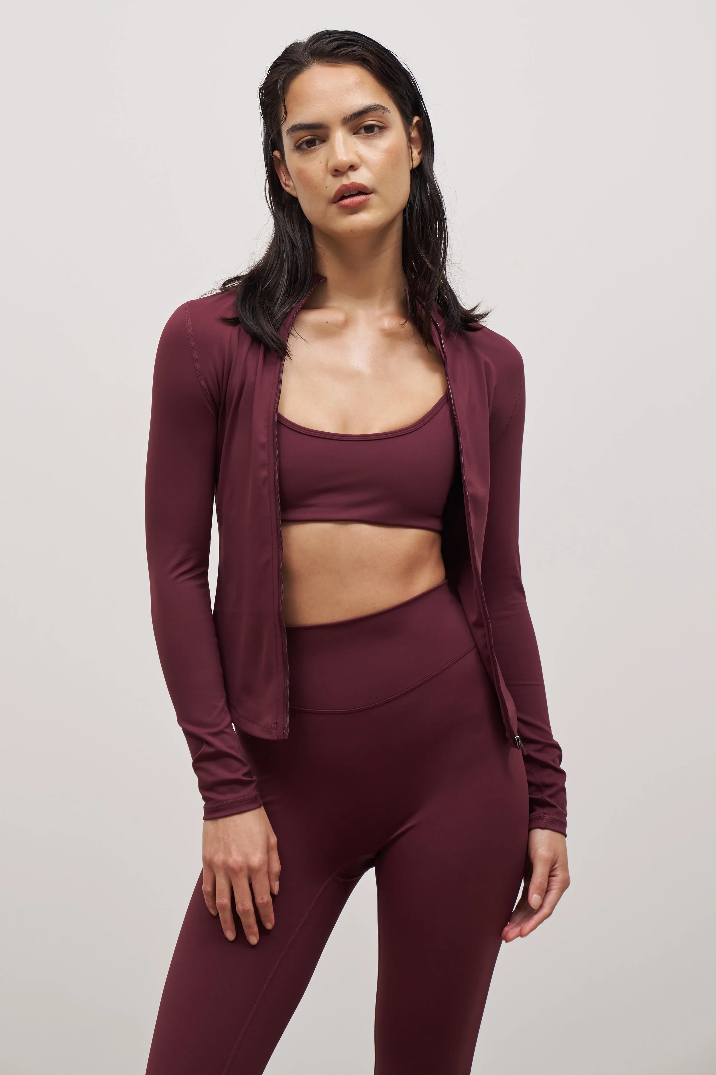 Base Sculpting Zip Up Jacket - Merlot Athleisure Wear