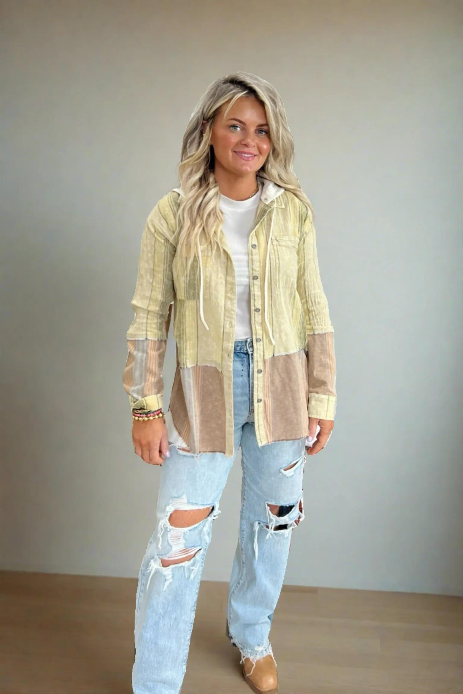 Fletcher Button Up Hoodie Lux Collection - FINAL SALE WrinkleFree Weaving Stylish Dress