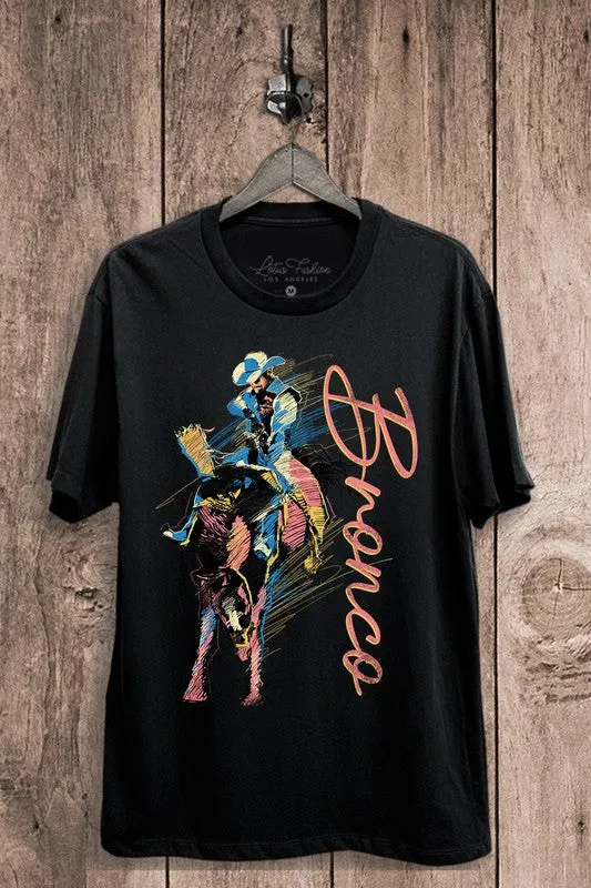Bronco Graphic Tee Contoured Armhole Design BondedShoulder