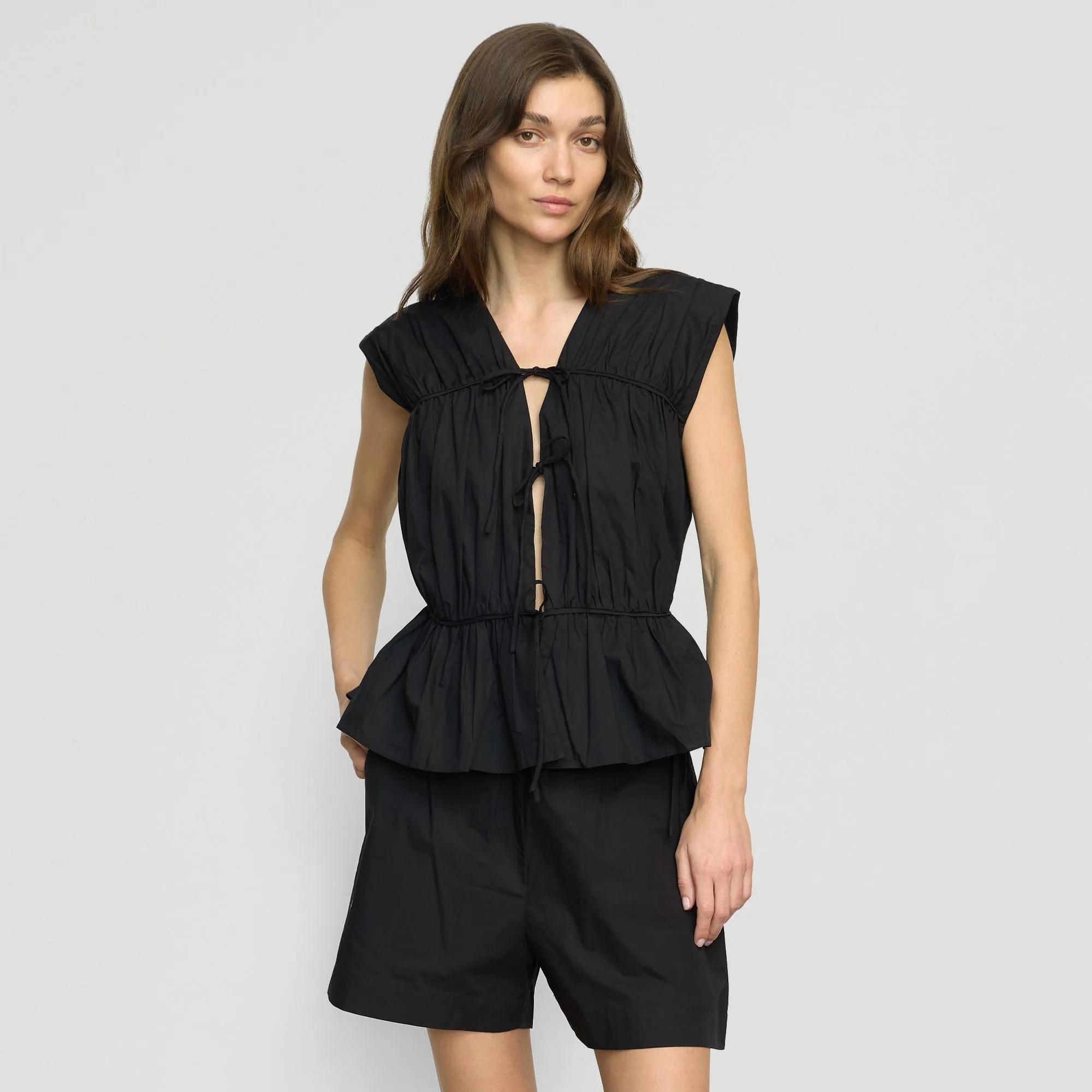 Neha Tie-Front Organic Cotton Blouse NoTagLabel Sporty Style