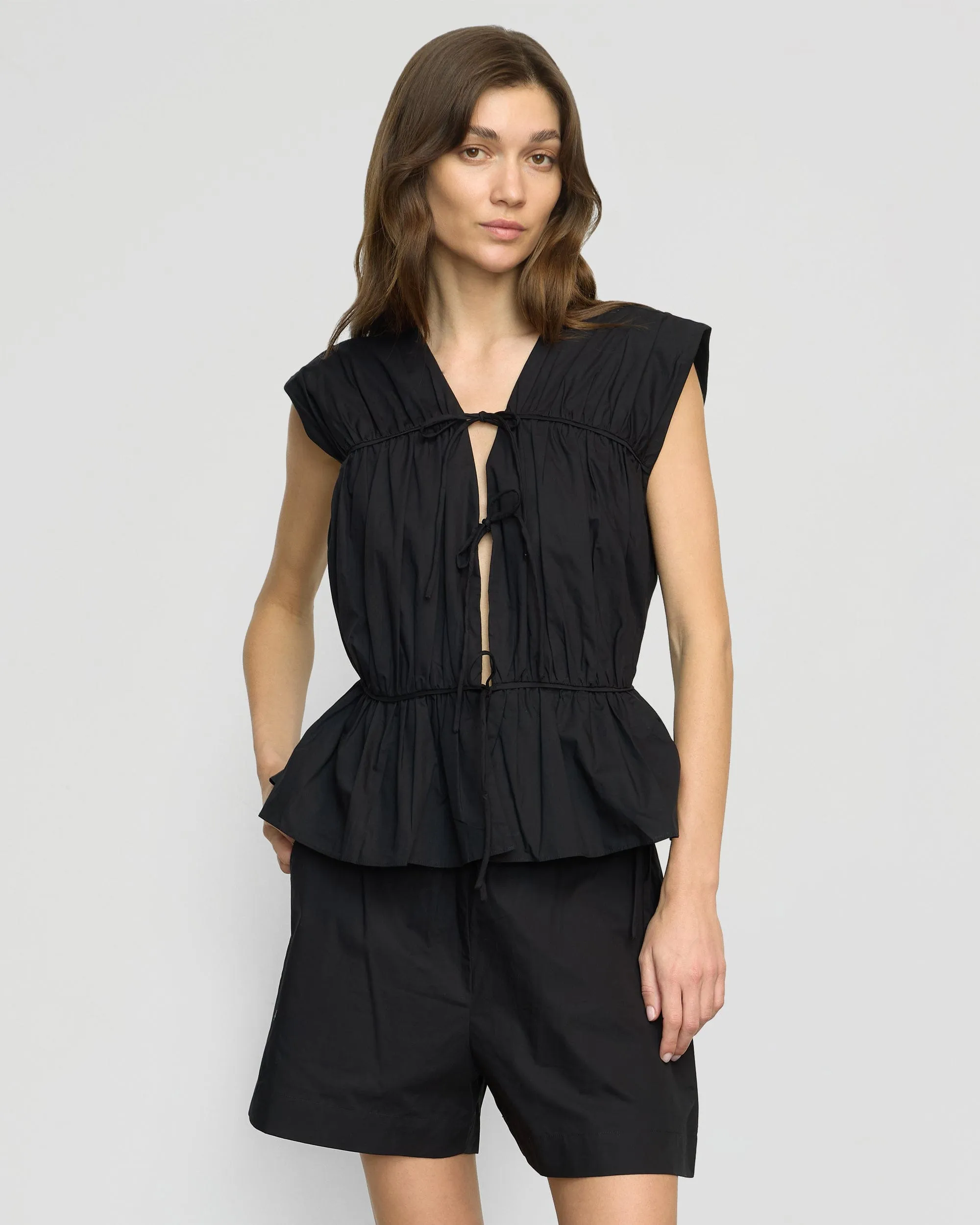 Neha Tie-Front Organic Cotton Blouse MinimalistCut