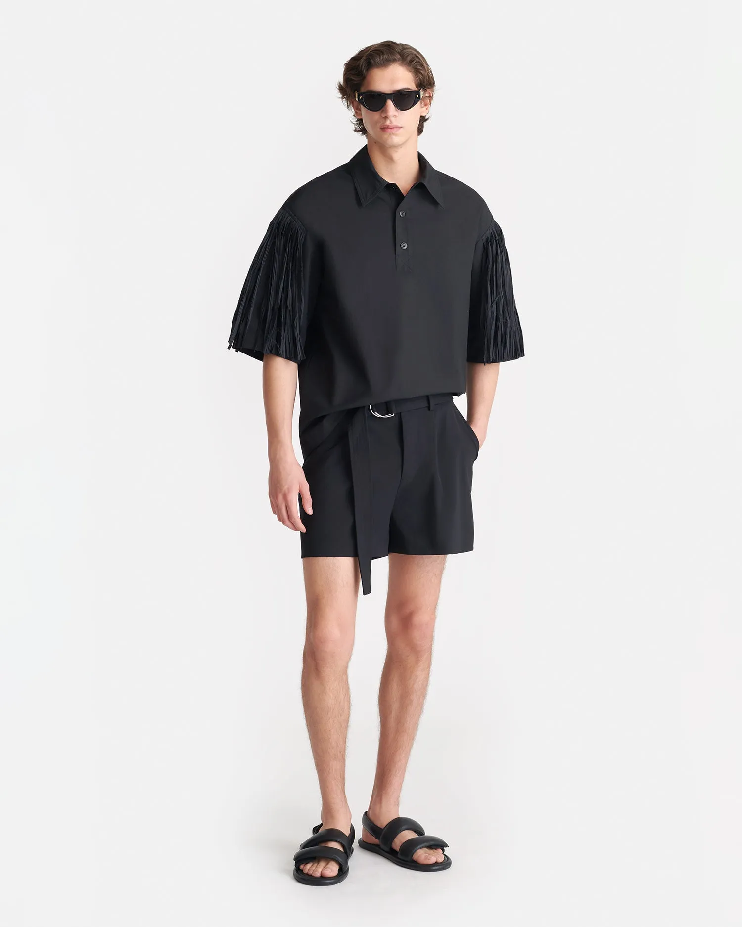 Laser Cut Perforations Ilian - Tech Poplin Shirt - Black