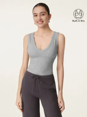 Stretchy V-neck Cotton New Airy Brami Tank ButterSoftTexture Hidden Zipper Pocket