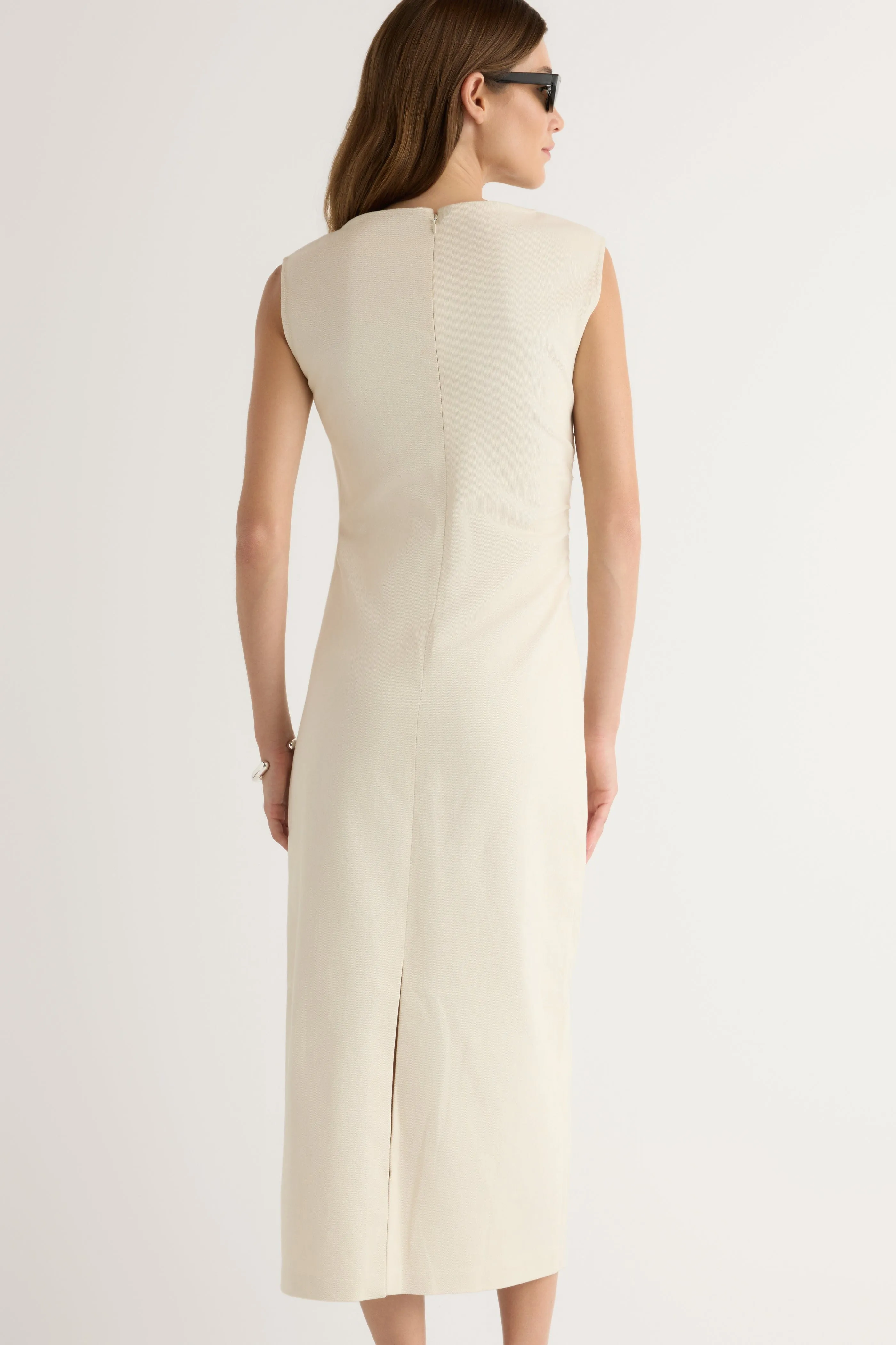 Inari Cotton Twill Boat-Neck Dress Travel Staple Halter-Neck