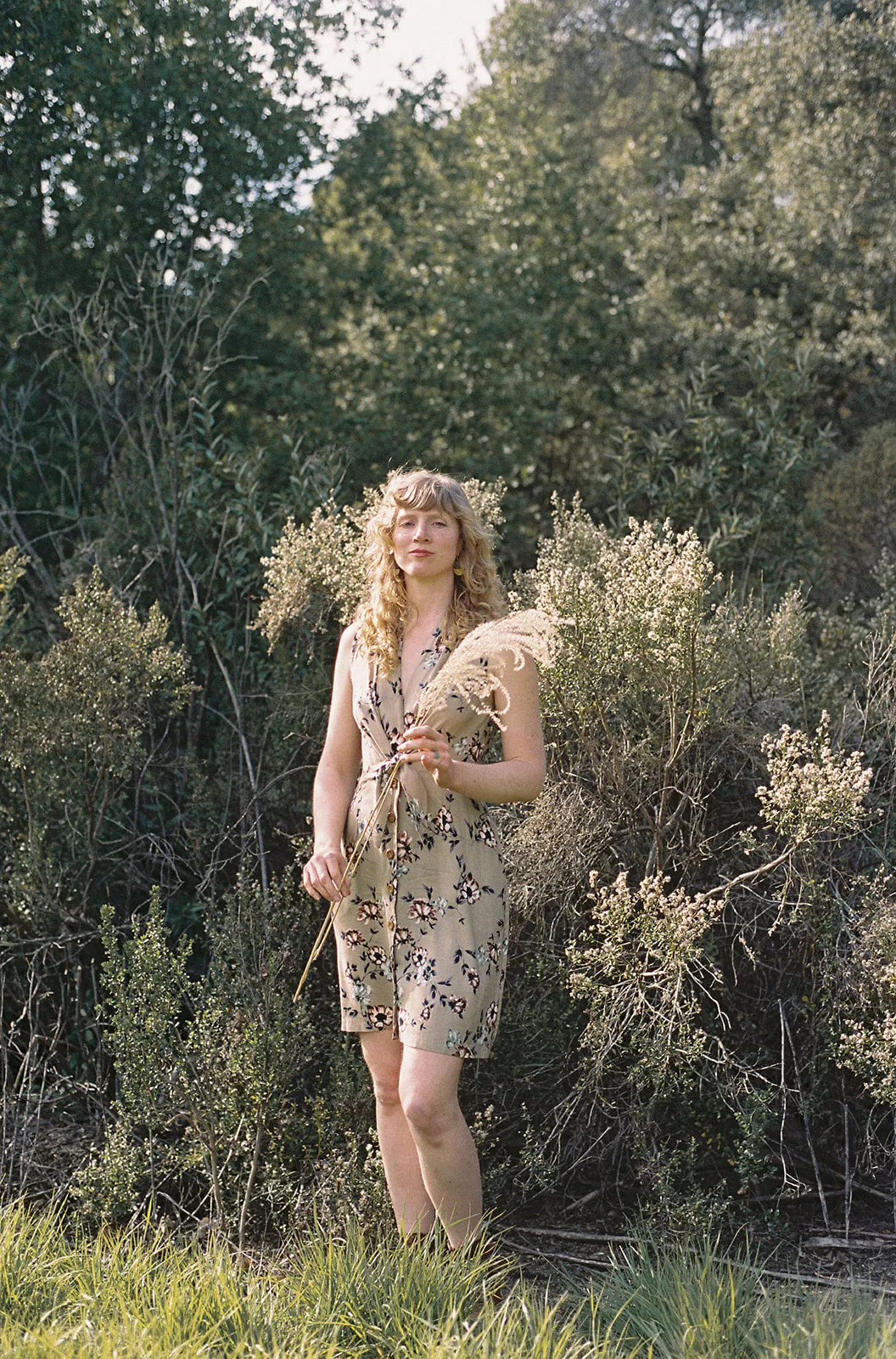 Paloma Dress in Taupe Floral Must-have Silky Drape