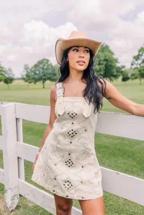 Ribbed Knit Fabric FadeResistant Coating Stampede Buckle Dress -Sand