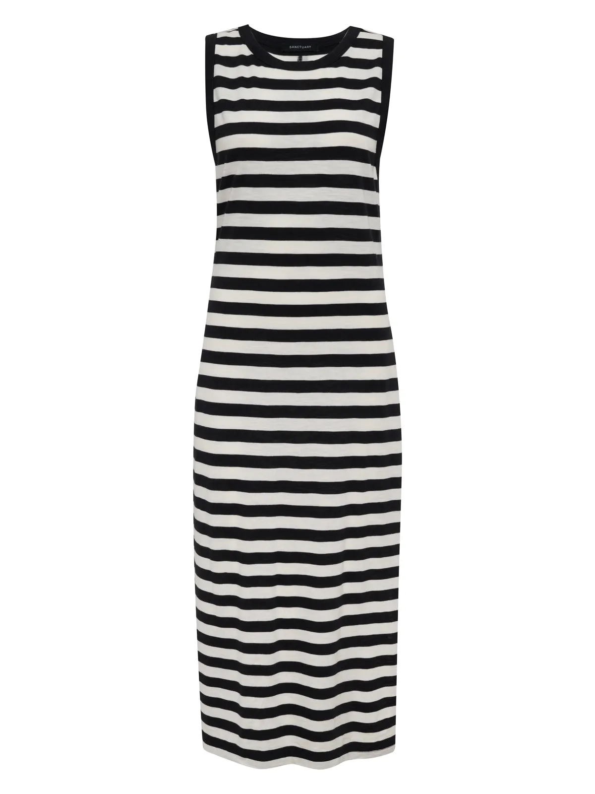 Colorfast Material Contrast Trim Maxi Dress Black Macrame Stripe