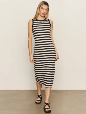 Shared Glow Contrast Trim Maxi Dress Black Macrame Stripe