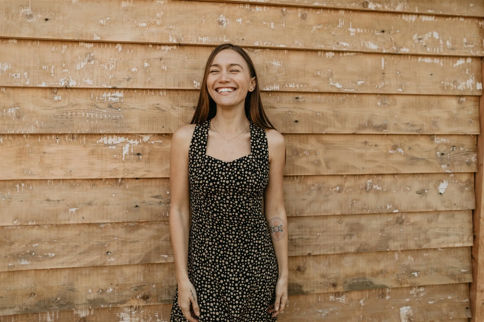 Light Sheen Iris Dress in Black and Creme Dot