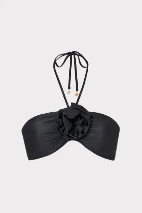 Seamless-Edges Floral Applique Halter Bikini Top