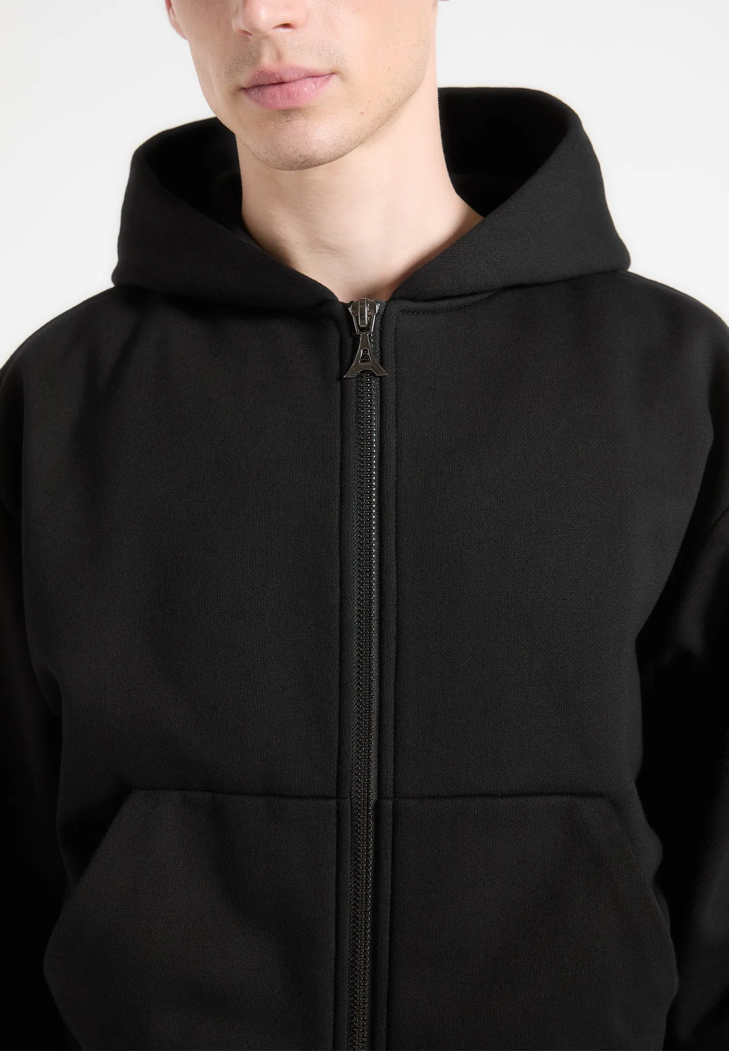MultipanelLayout Florian - Cropped Zip Hoodie - Black