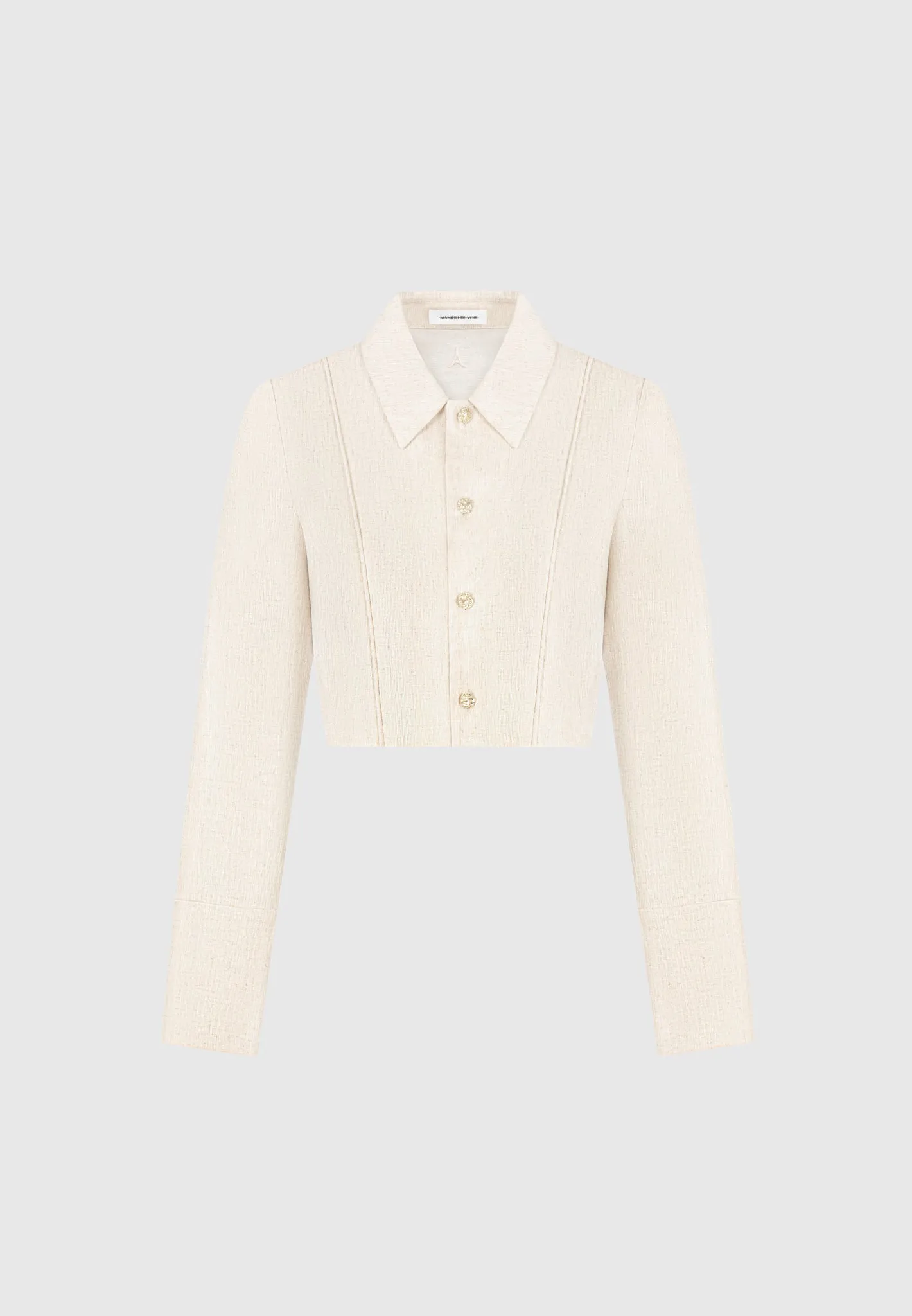 Florine - Linen Pintuck Cropped Shirt - Natural Essential Layer