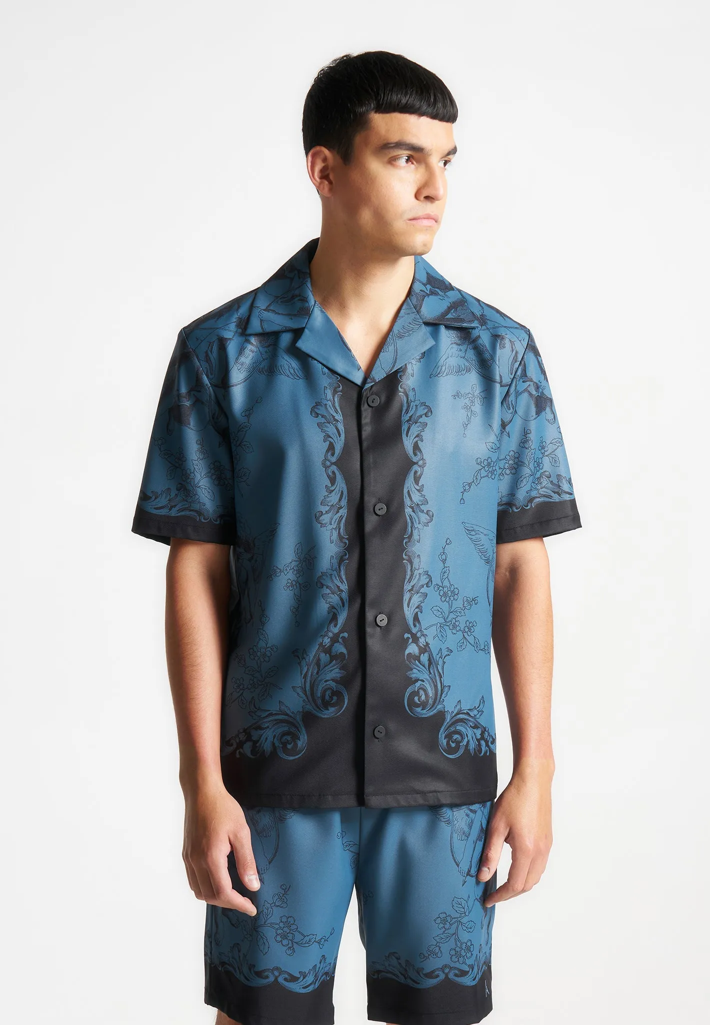 Marc - Signature Baroque Resort Shirt - Blue/Black High Visibility Trim