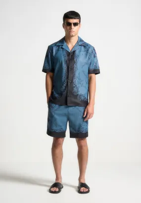 NonChafingTrim Marc - Signature Baroque Resort Shirt - Blue/Black