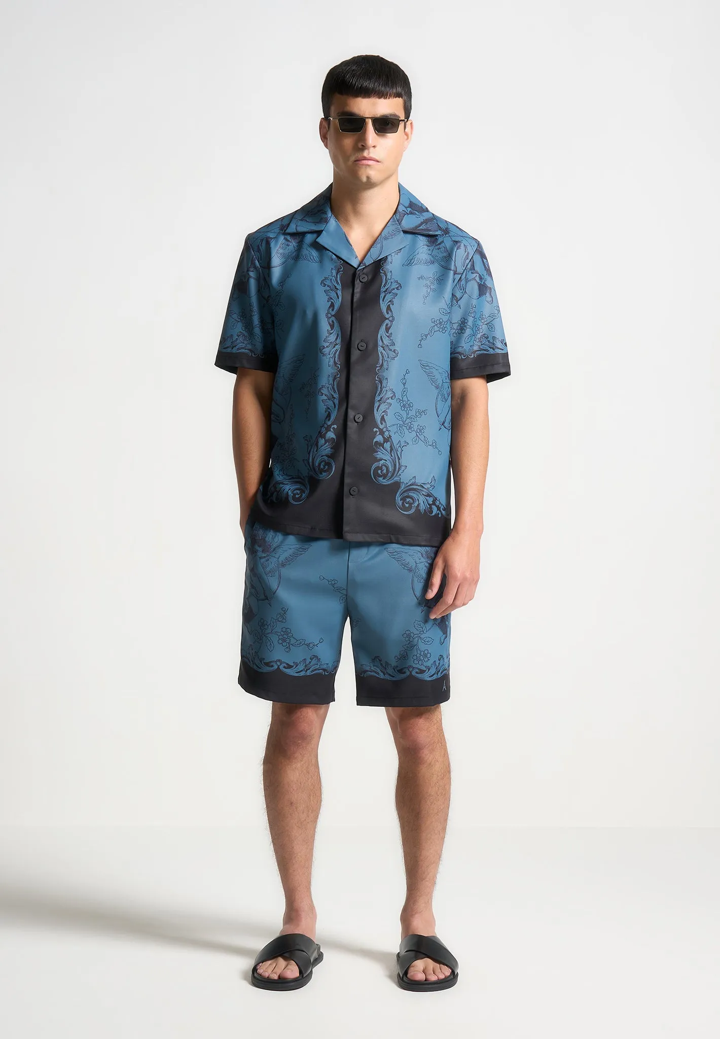 NonChafingTrim Marc - Signature Baroque Resort Shirt - Blue/Black