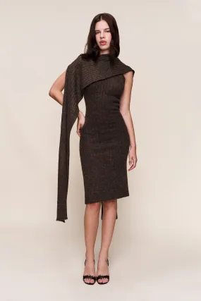 Hooded Knit Dress Elegant Silhouette packable
