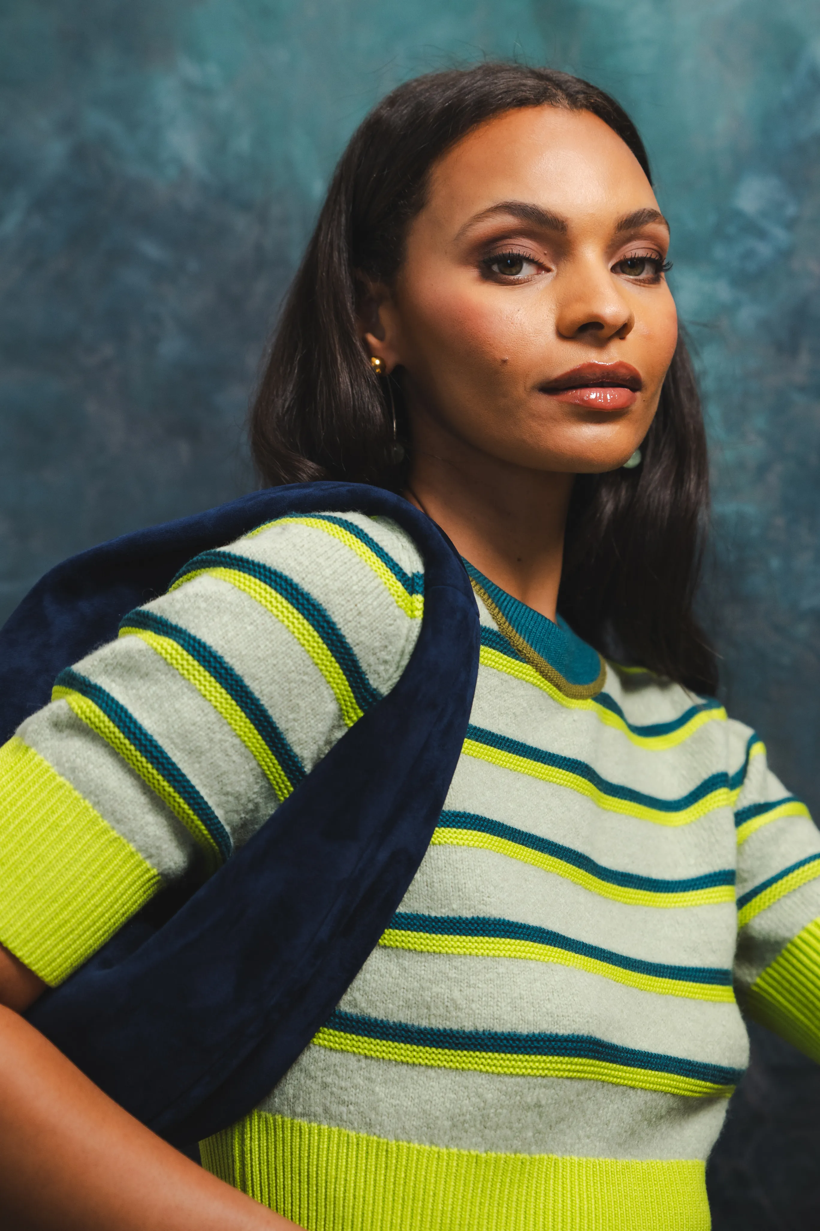 Lightweight Jacket Striped Cropped Ringer Tee