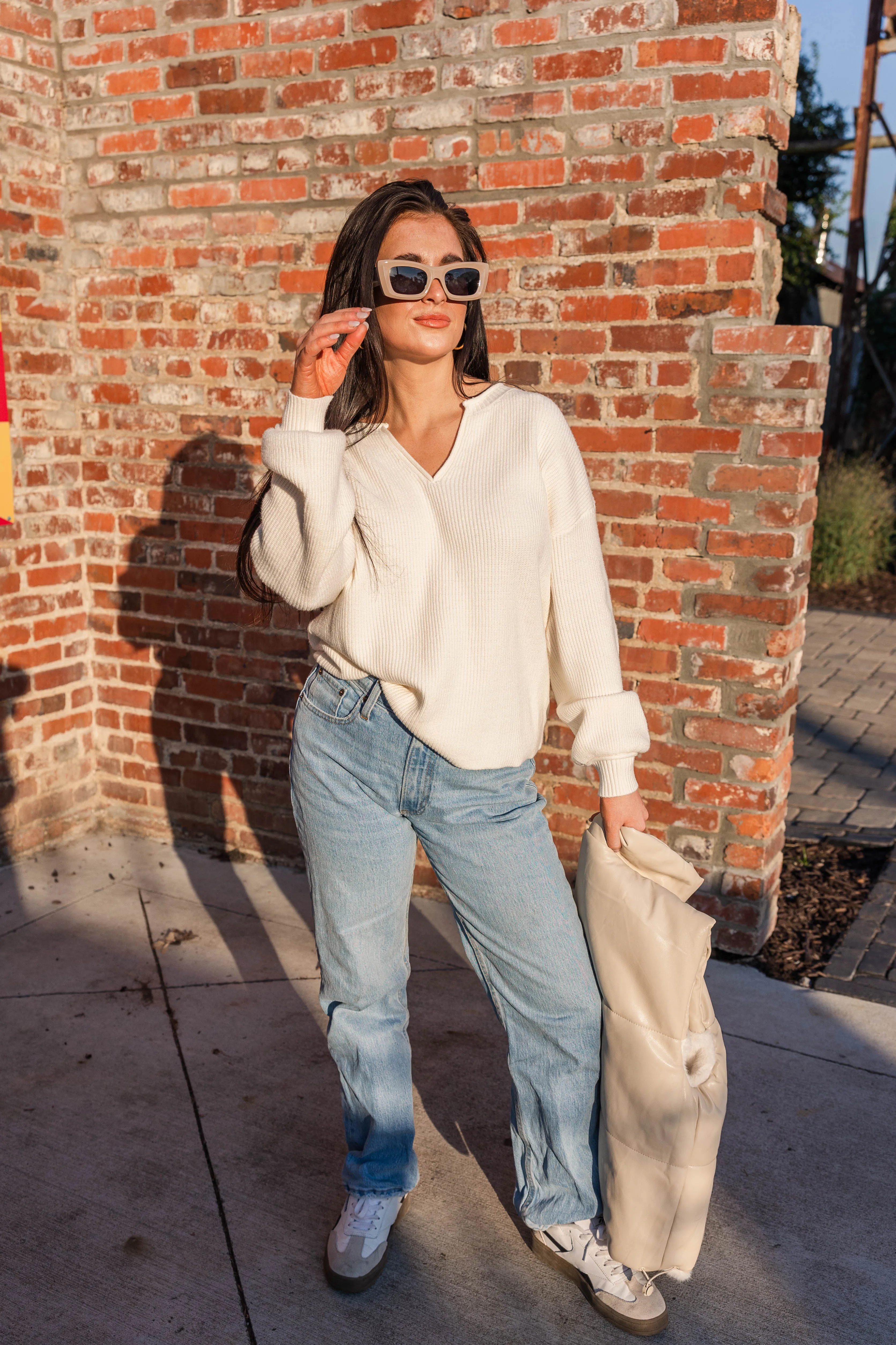 Frost V Neck Sweater MeshLining