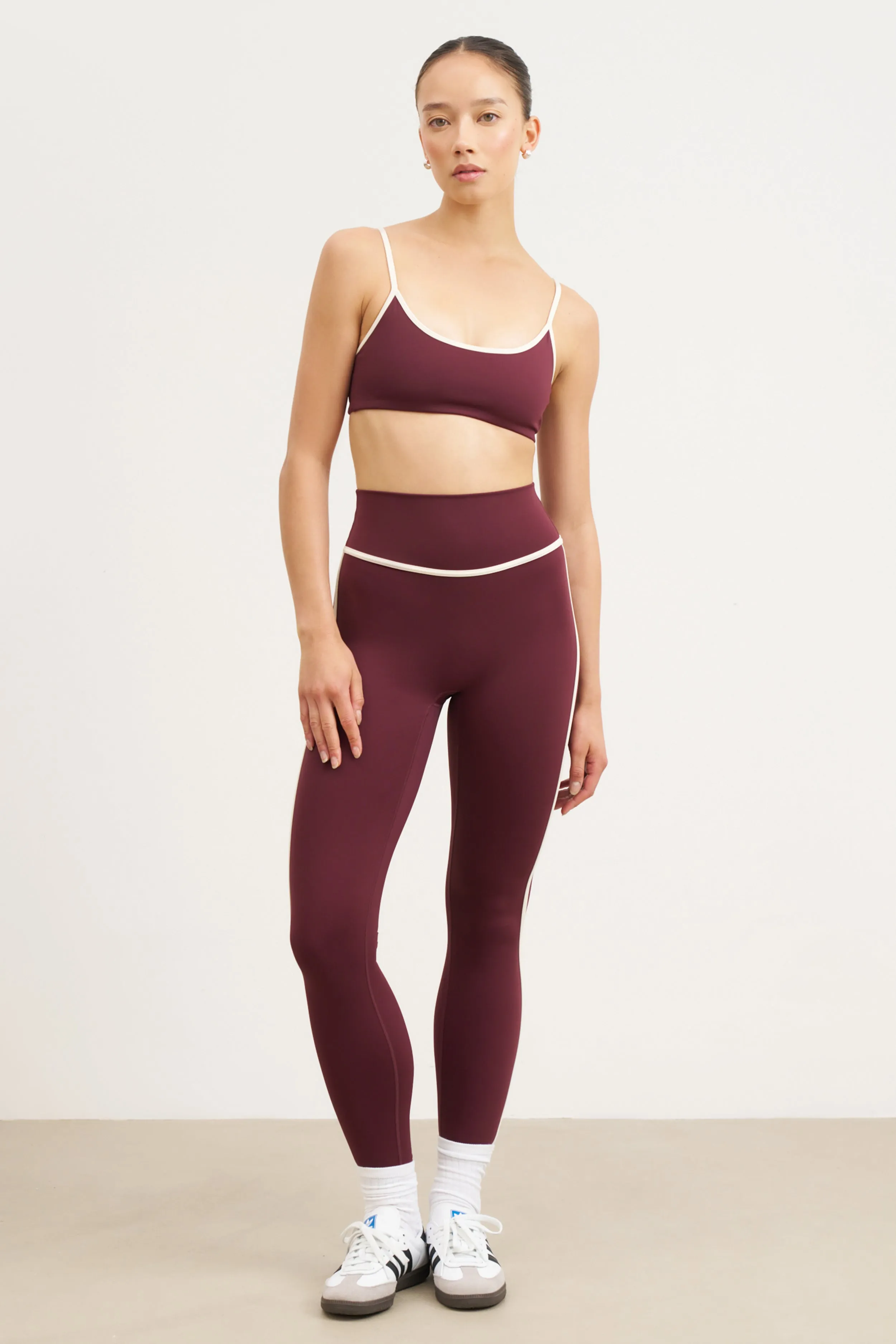 Base Contrast Trim Leggings - Merlot/Tofu Affordable Outdoor Adventure