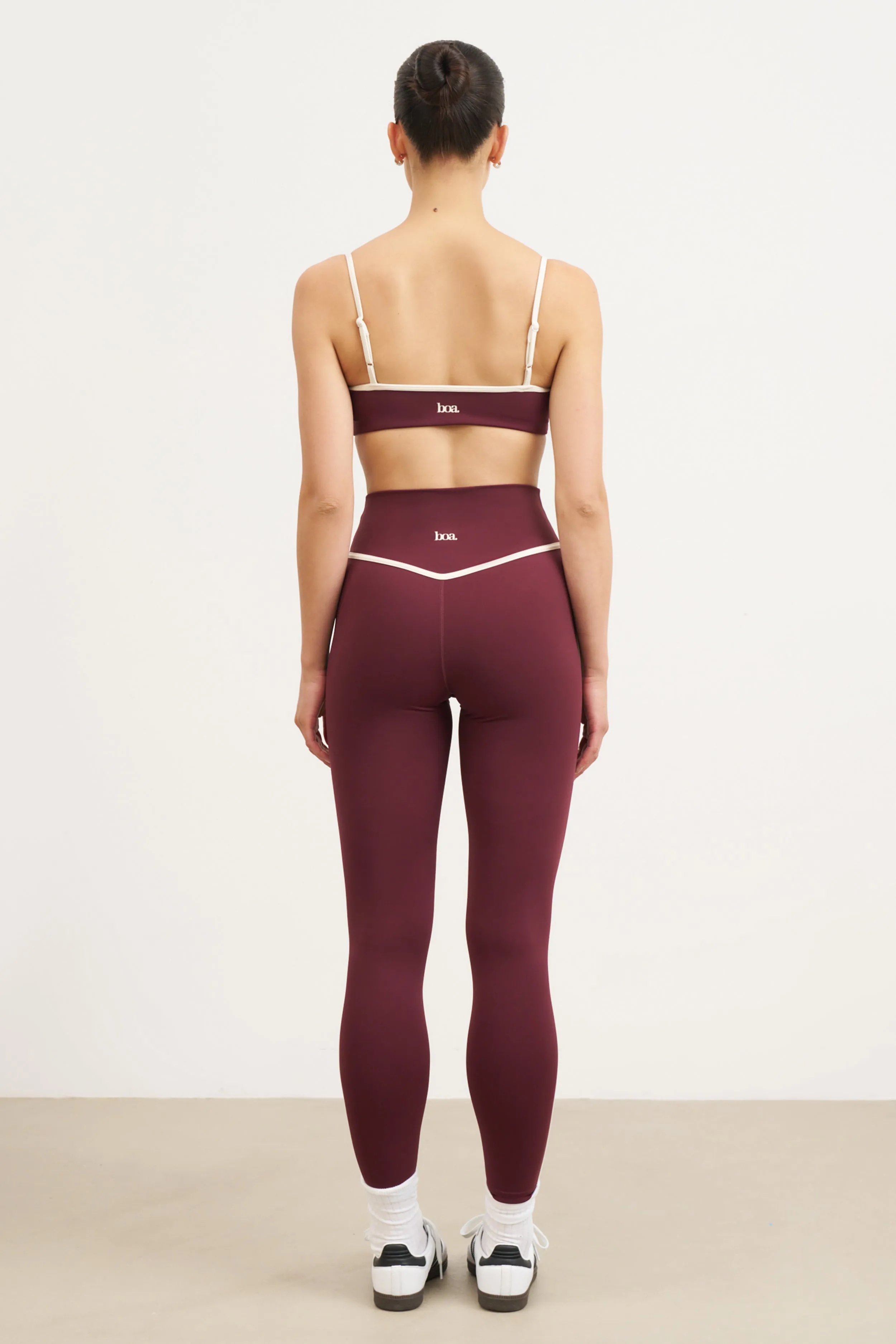 Layer Chic Base Contrast Trim Leggings - Merlot/Tofu