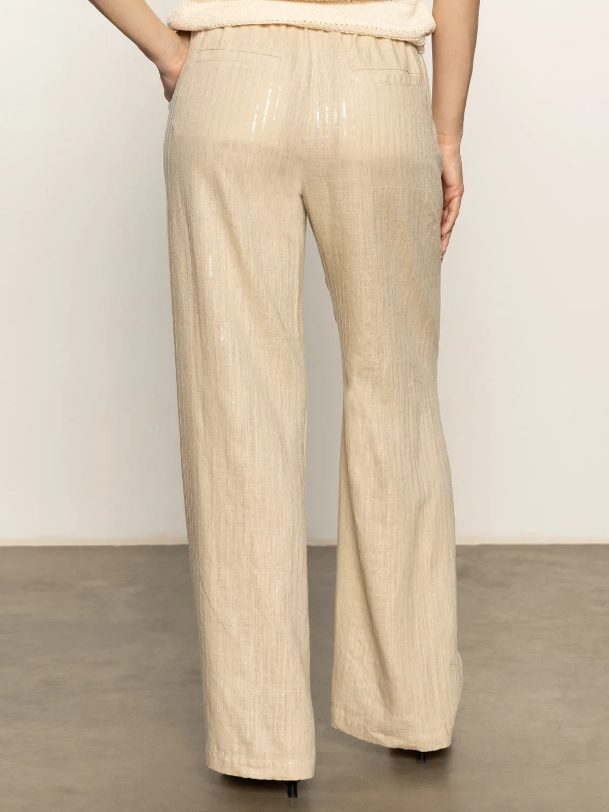 Coastal Semi-High Rise Pant Sand Sequin Stripe Stretch Motion