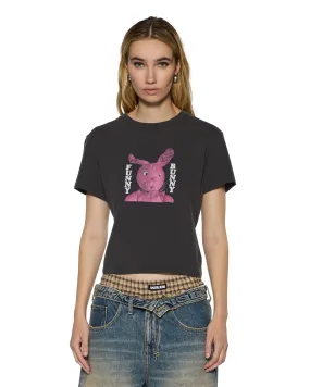 Bamboo Fiber Fabric FUNNY BUNNY SHRUNKEN SS TEE WASHED BLACK