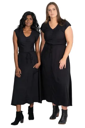 Belted Bias Dress in Black Semi Casual Perfect Wearable