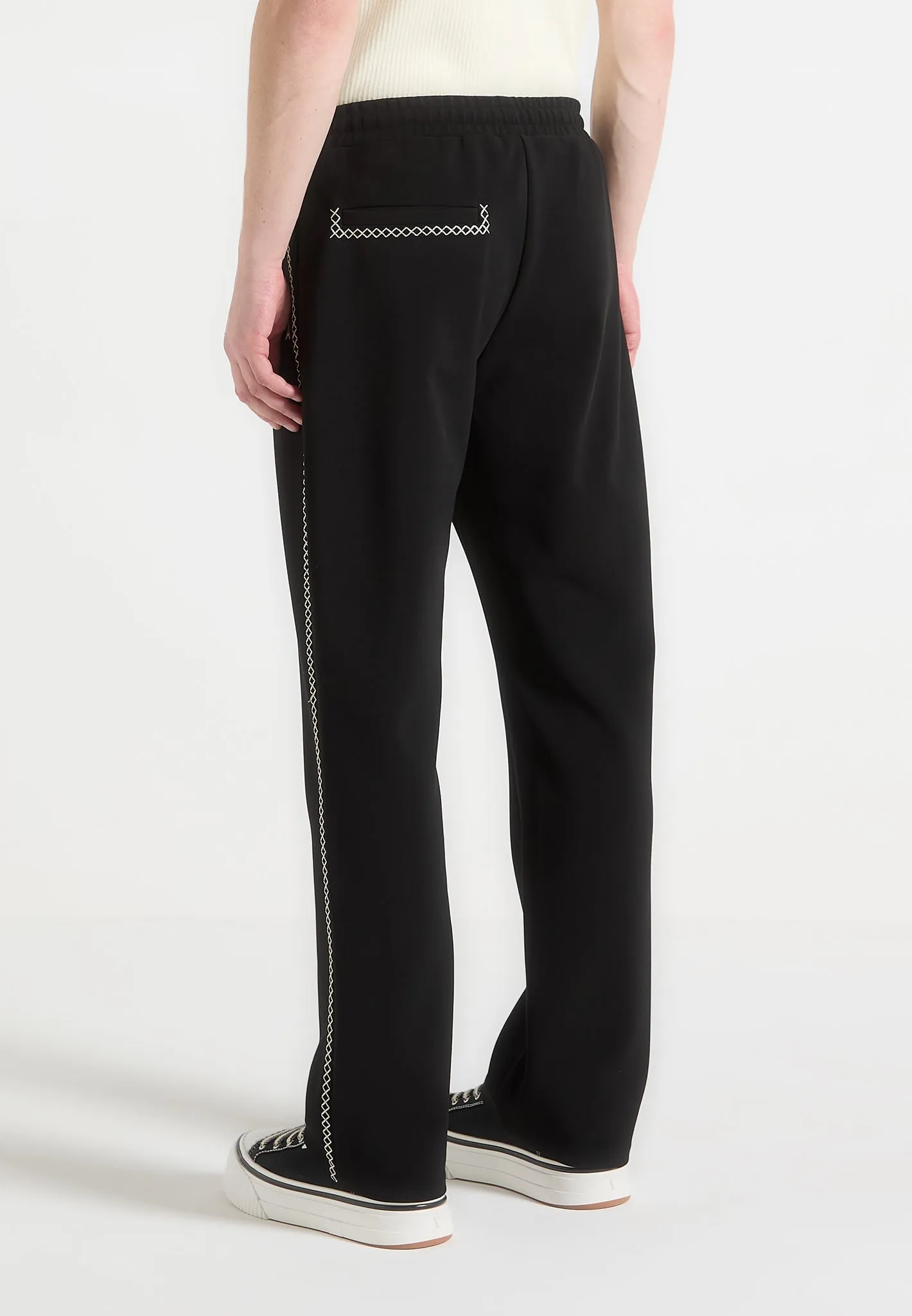 Adaptive Temperature Control Gael - Contrast Whipstitch Relaxed Track Pants - Black