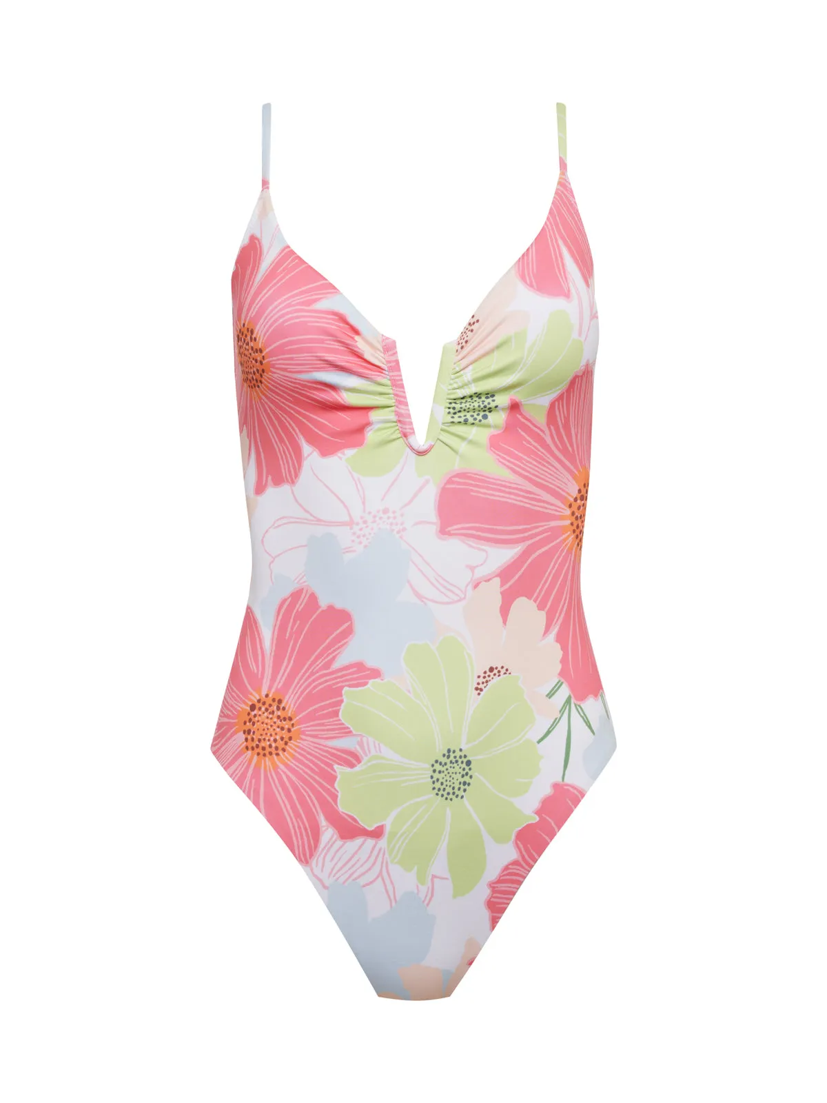 Charming Floral One-Piece Swimsuit White Simple Dress
