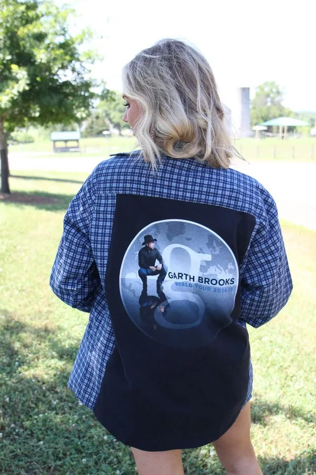 Stretch Material DoubleStitched Hem Garth Brooks Band Tee Flannel