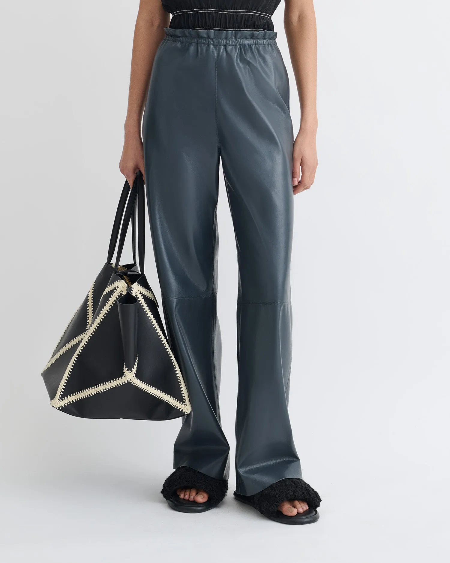 Geb - Okobor? Alt-Leather Pants - Steel Blue MachineWashableFabric