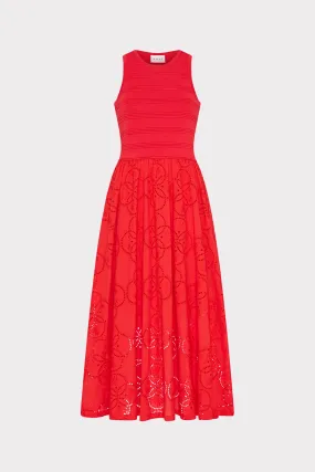 Geo Eyelet Knit Combo Midi Dress Playful touch