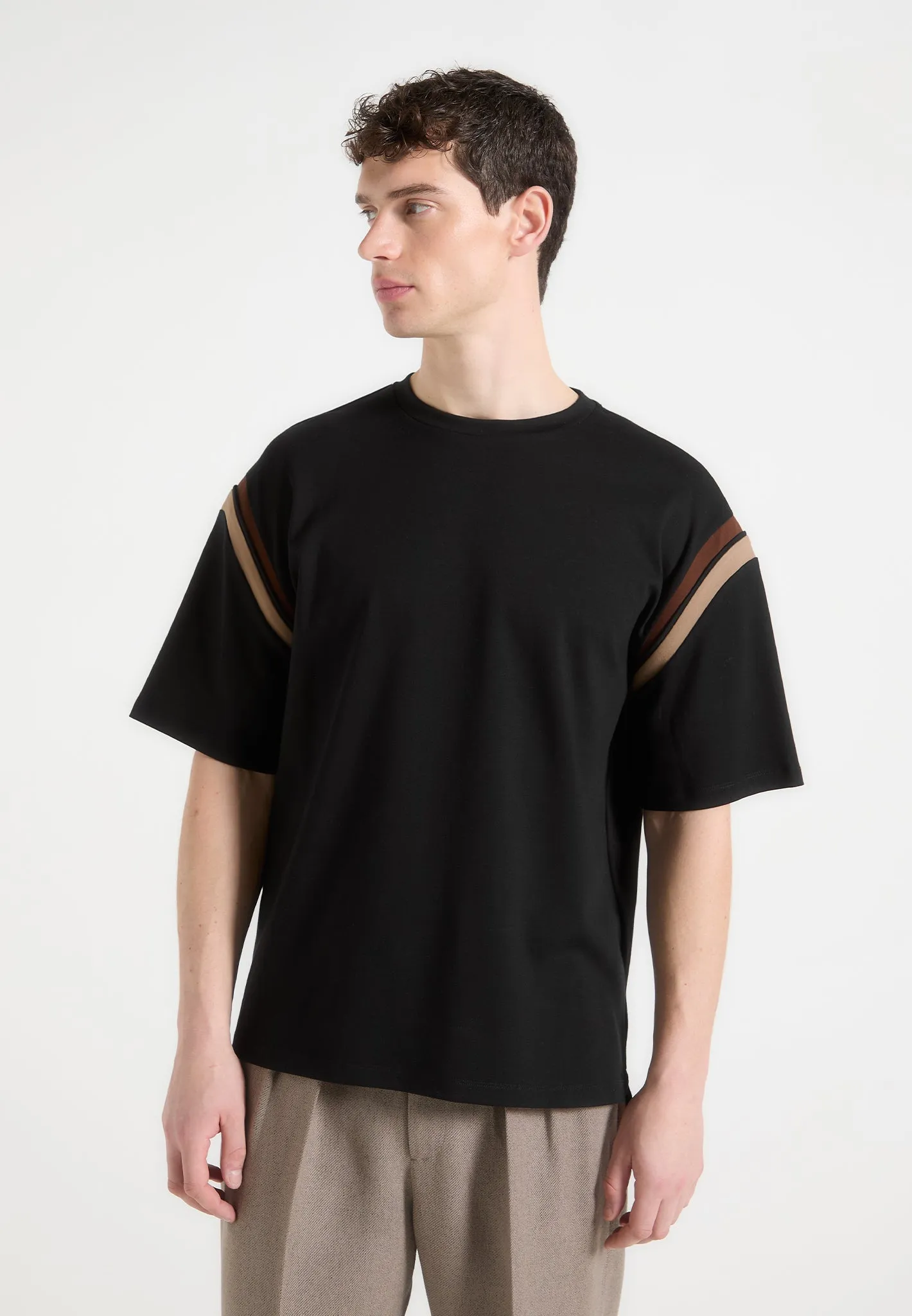 Georges - Varsity T-Shirt - Black/Taupe Anti Static Treatment