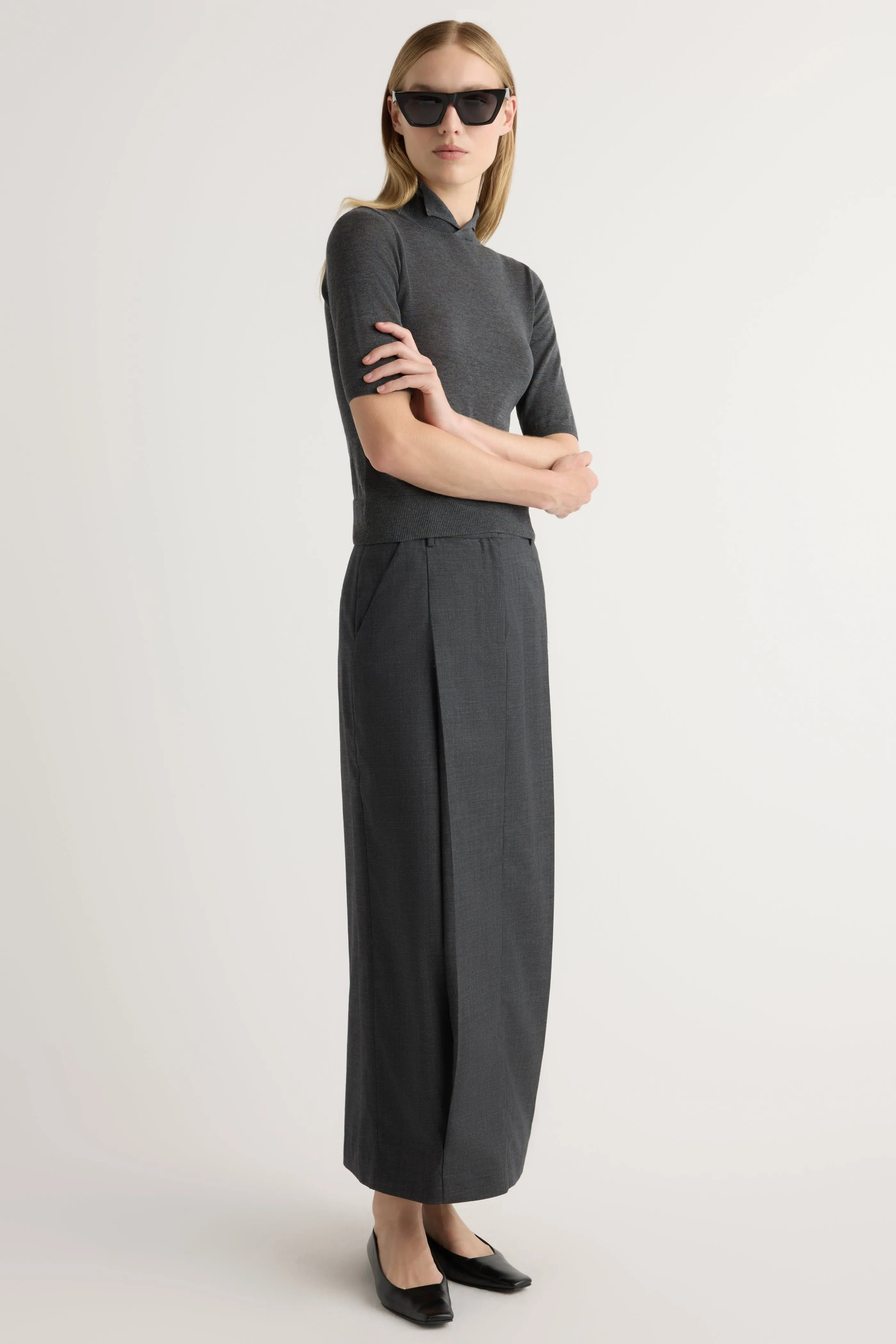 NonRestrictive Armholes Relaxed Tank Gia Cotton-Silk Turtleneck Knit Top