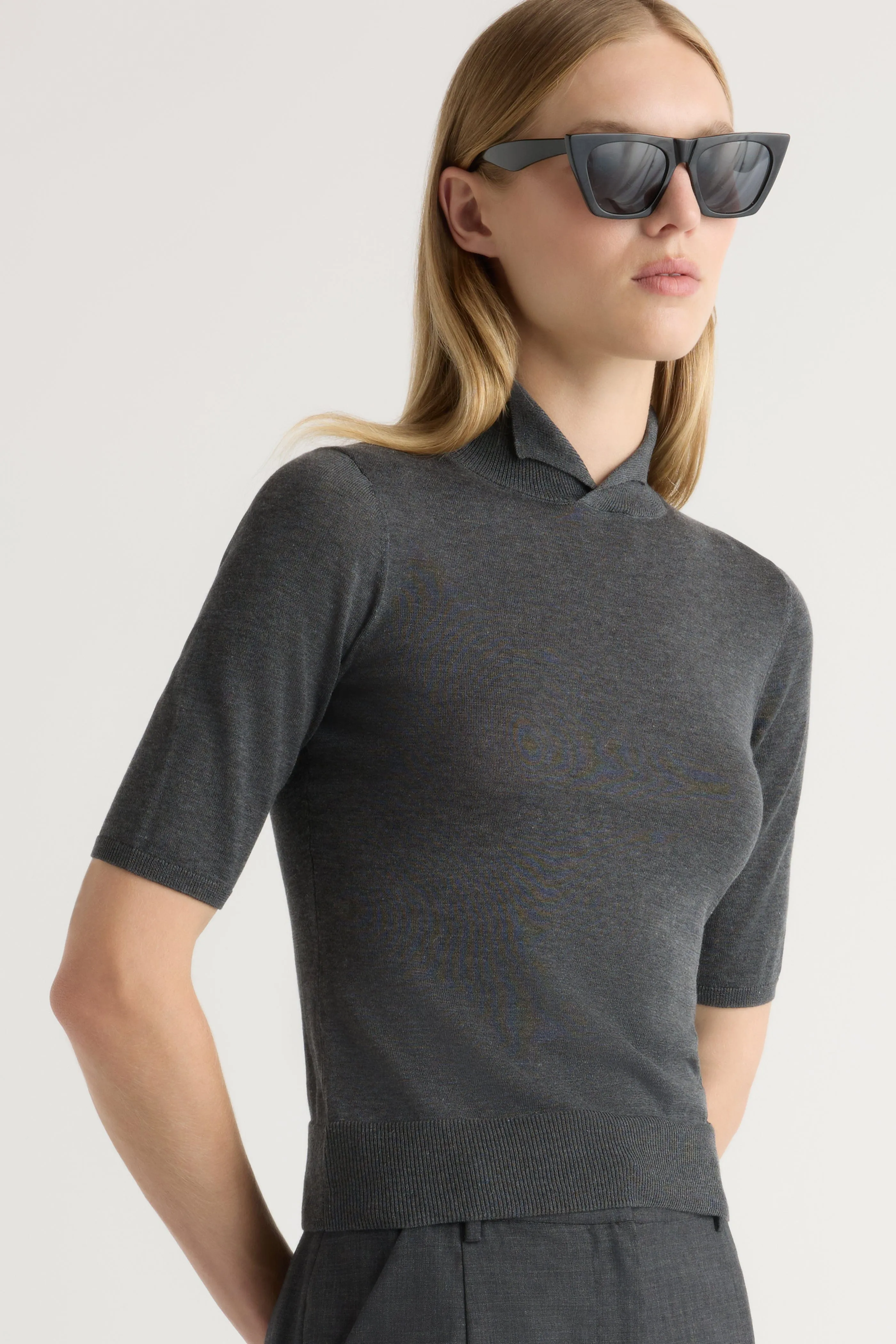 Gia Cotton-Silk Turtleneck Knit Top Layered Knitwear