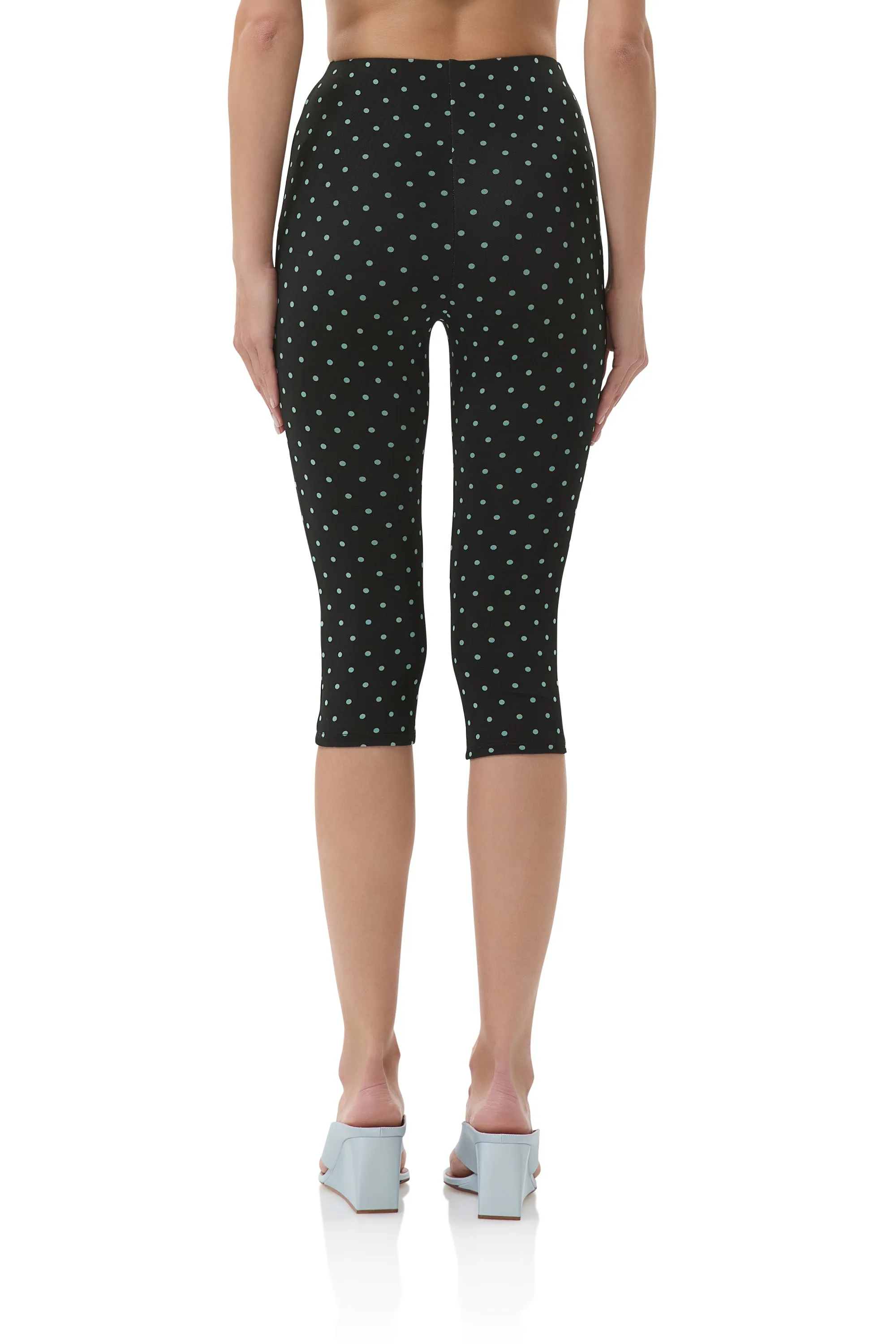 Gianna Capri Pant - Aqua Dot Cuffed hem Flattering Look