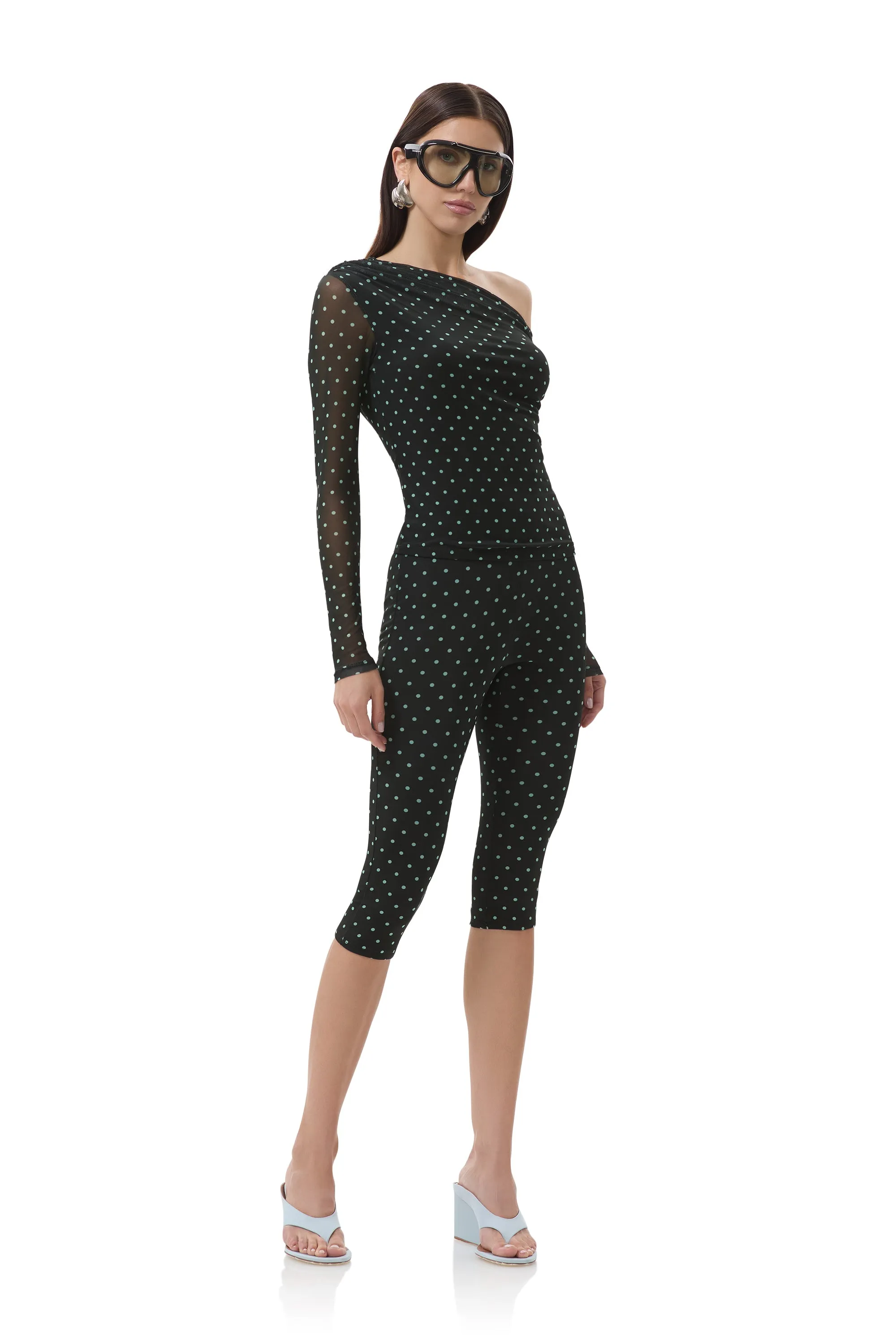 Skinny Fit HypoallergenicFabric Gianna Capri Pant - Aqua Dot