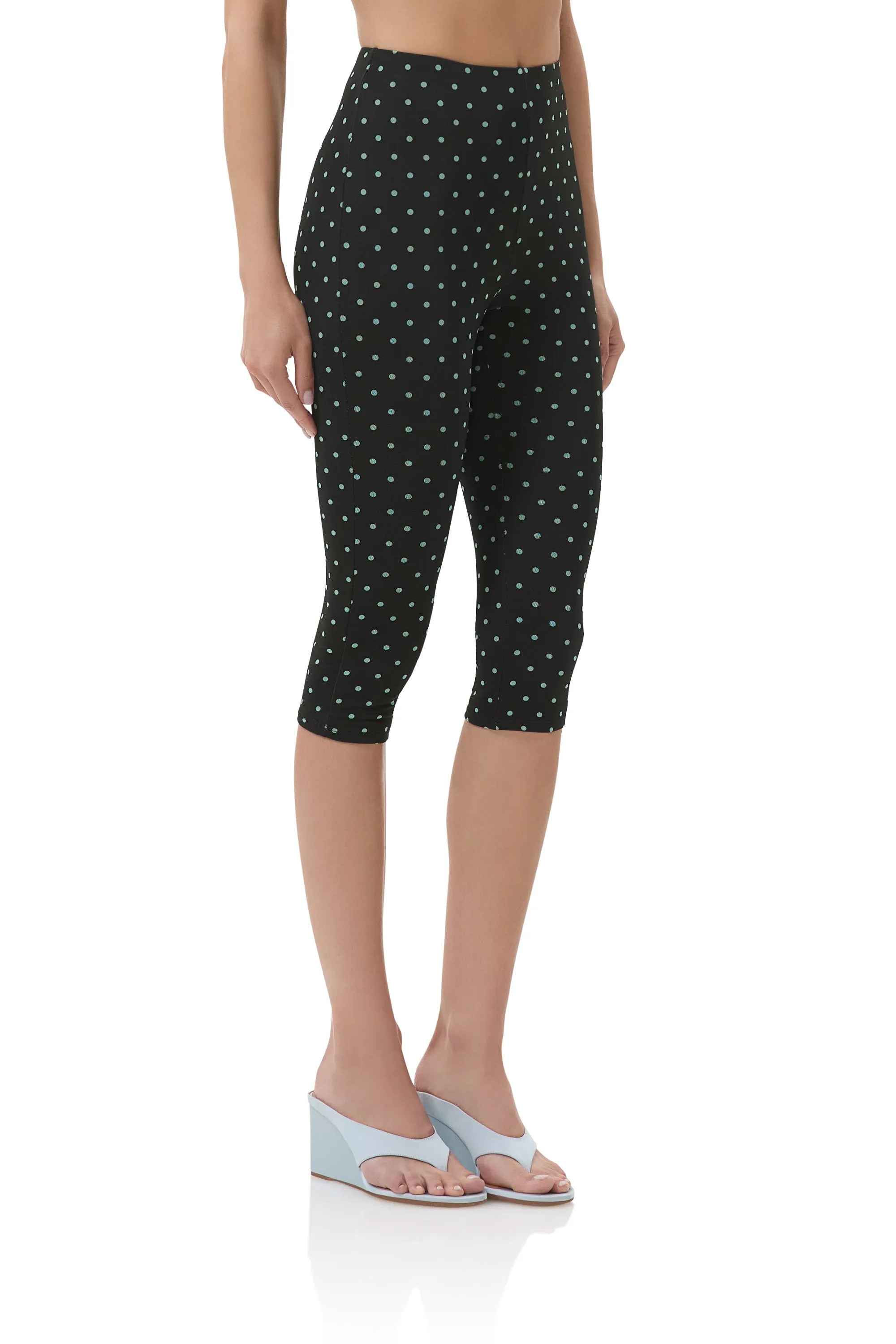 HighRiseWaistband Gianna Capri Pant - Aqua Dot