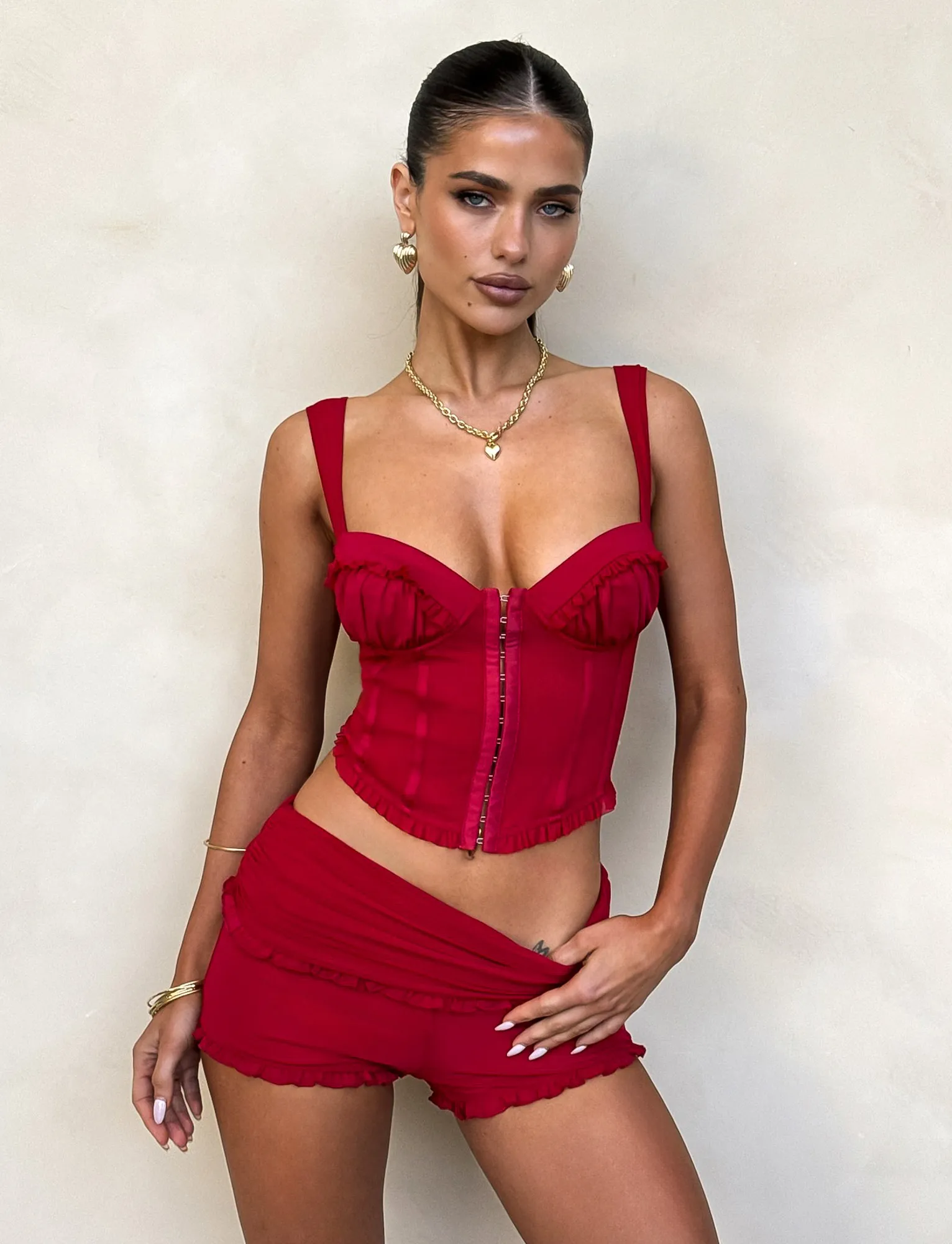 AbrasionResistant Finish SoftTouchFinish GINNY TOP - RED : CHERRY RED