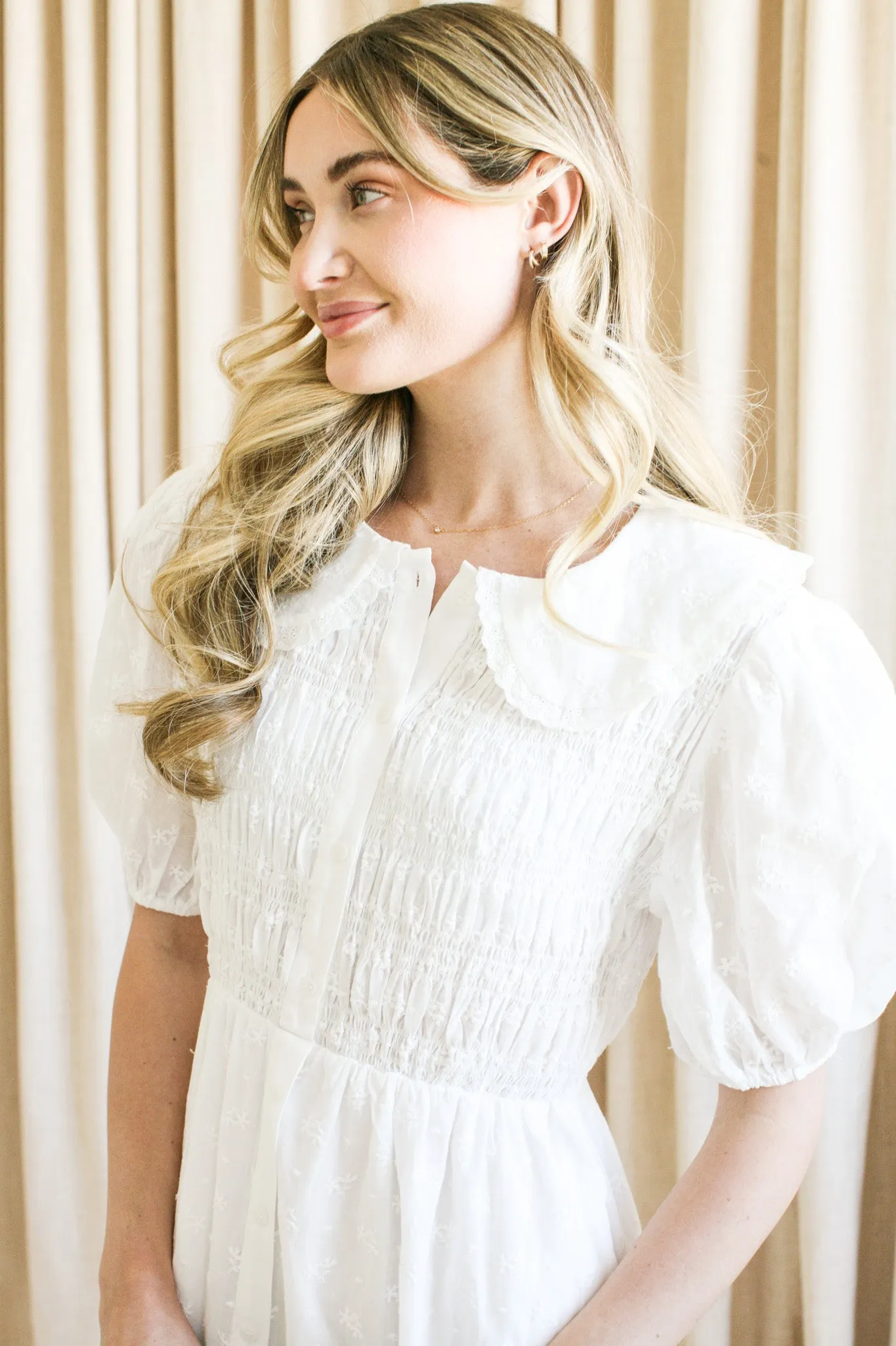 Alice Collared Midi Dress Dropped-Waist